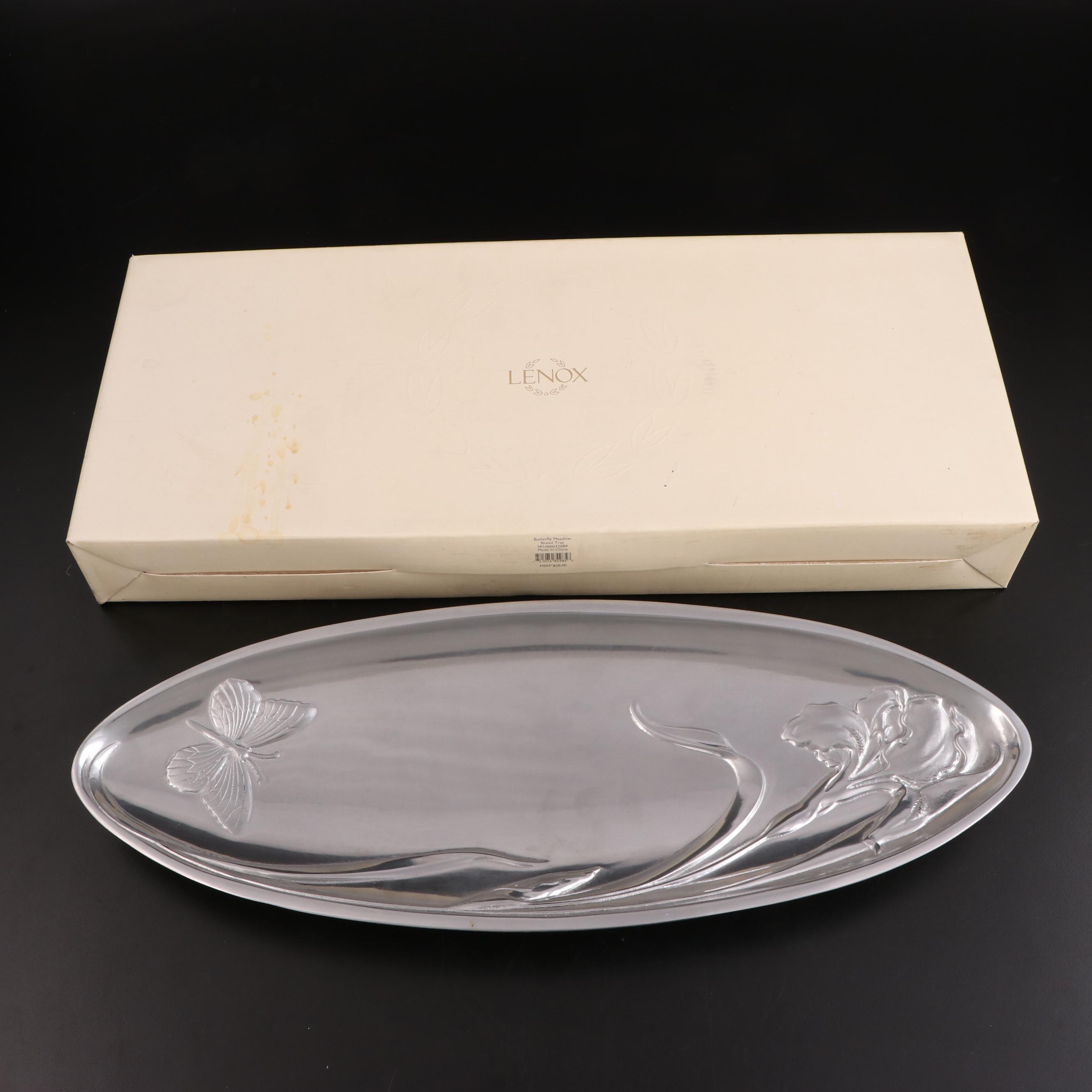 Hoya Reverse Etched Glass Appetizer Plates and  Lenox Bread Tray