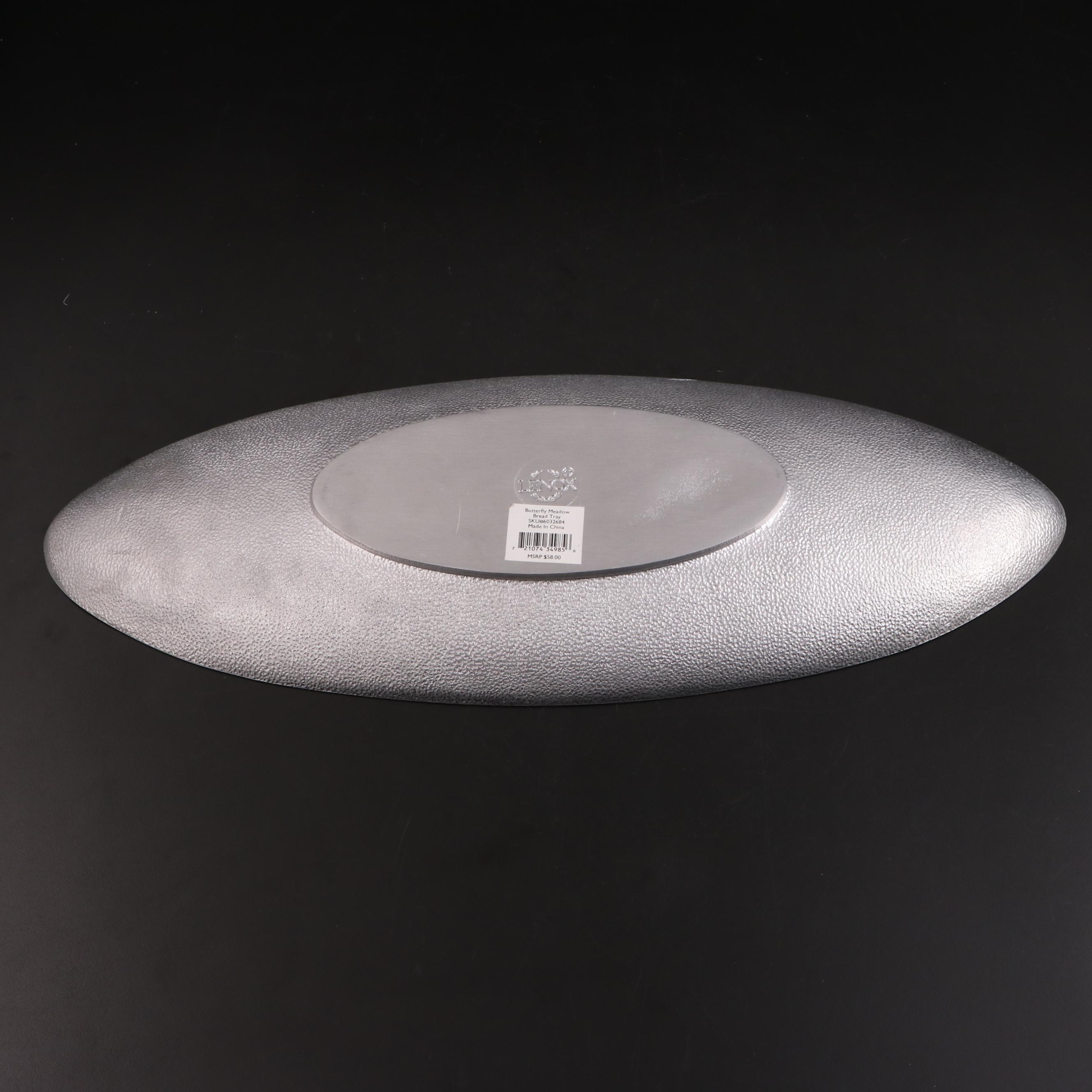 Hoya Reverse Etched Glass Appetizer Plates and  Lenox Bread Tray