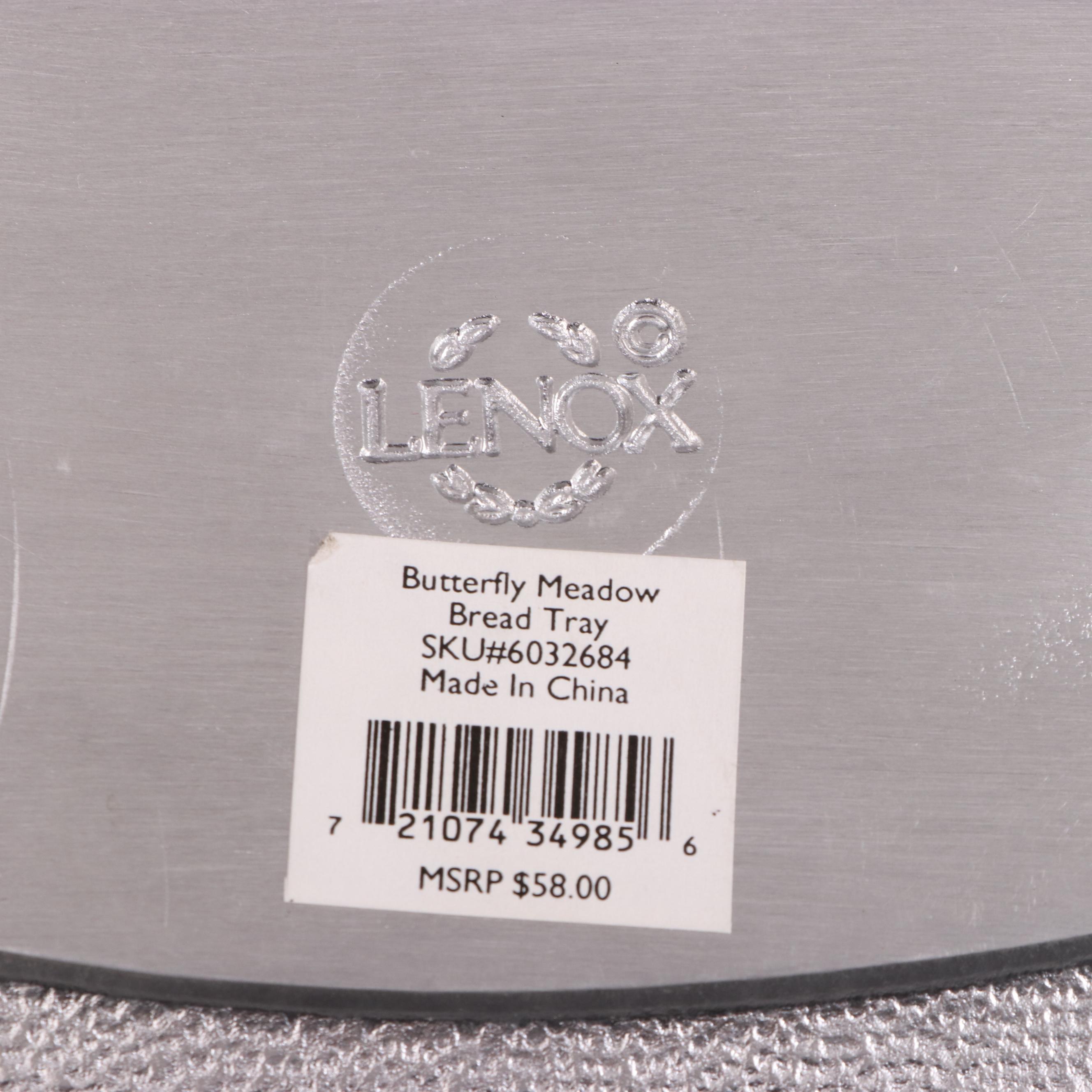 Hoya Reverse Etched Glass Appetizer Plates and  Lenox Bread Tray