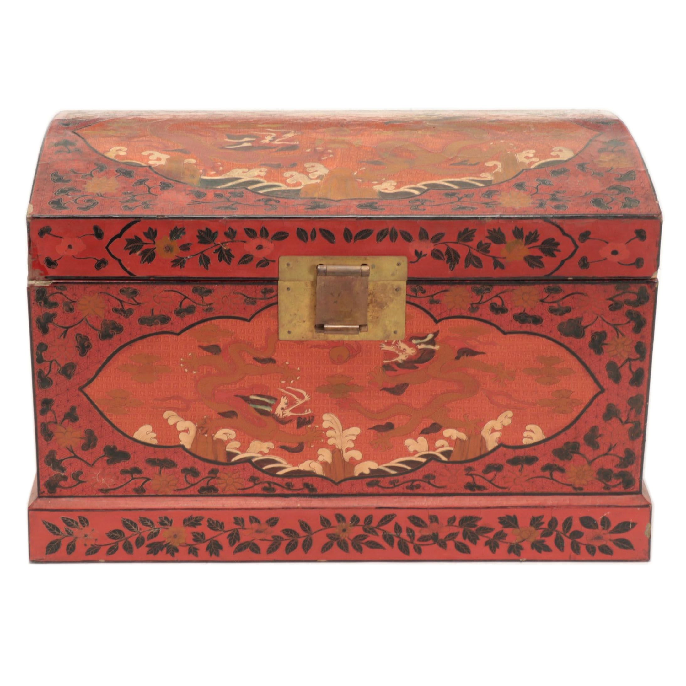 Chinese Lacquered and Paint-Decorated Wood Box