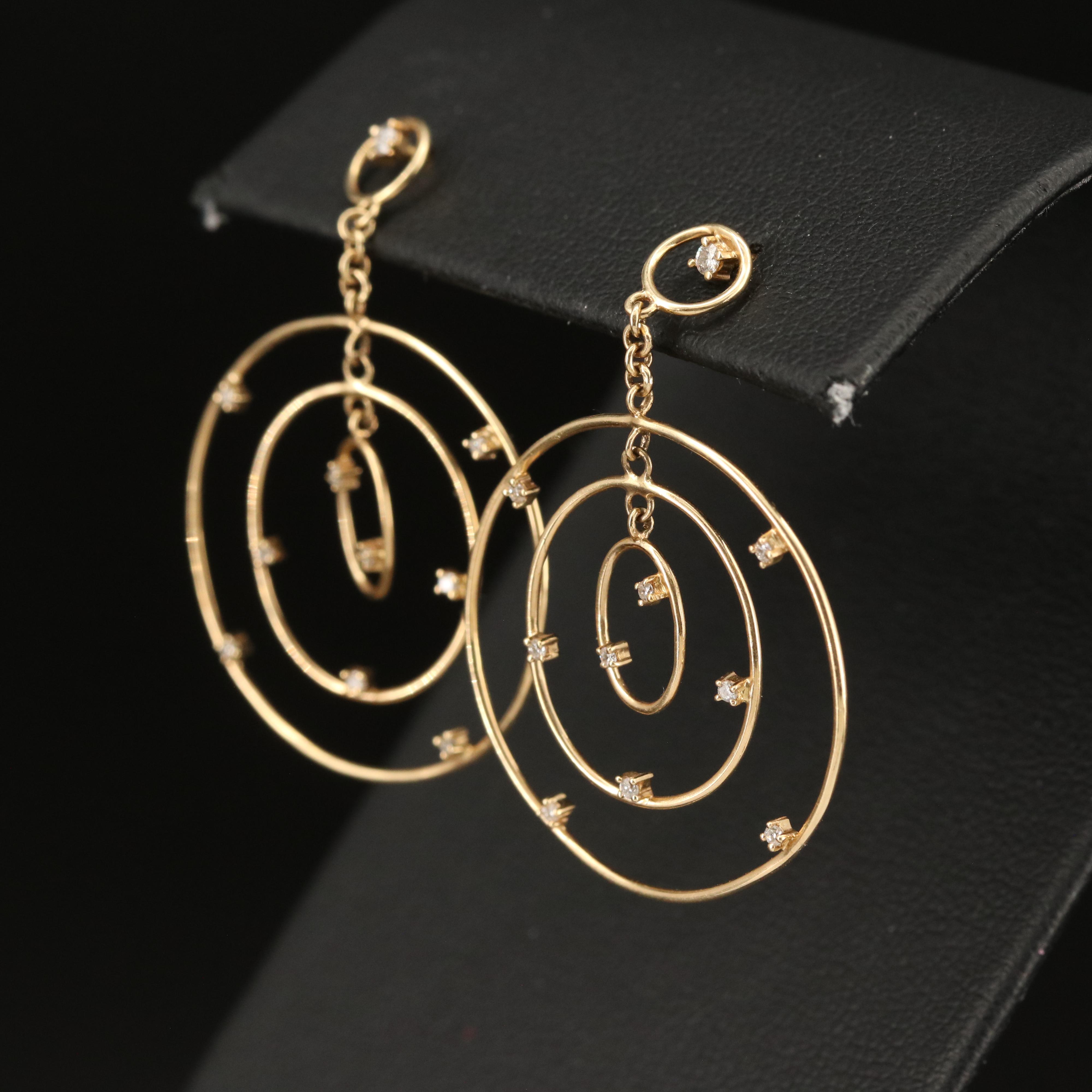14K 0.25 CTW Diamond Concentric Circle Earrings