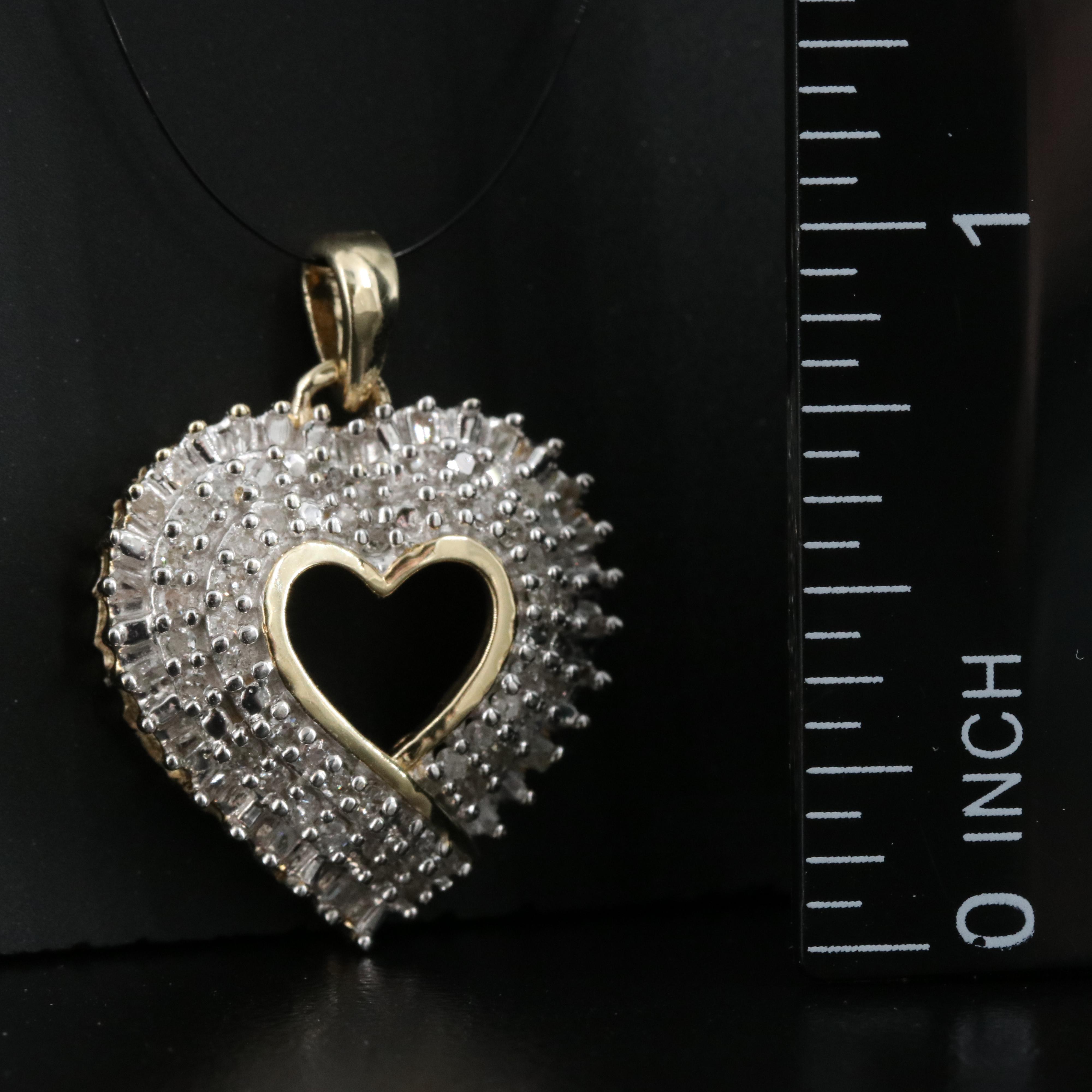 10K 0.50 CTW Diamond Heart Pendant