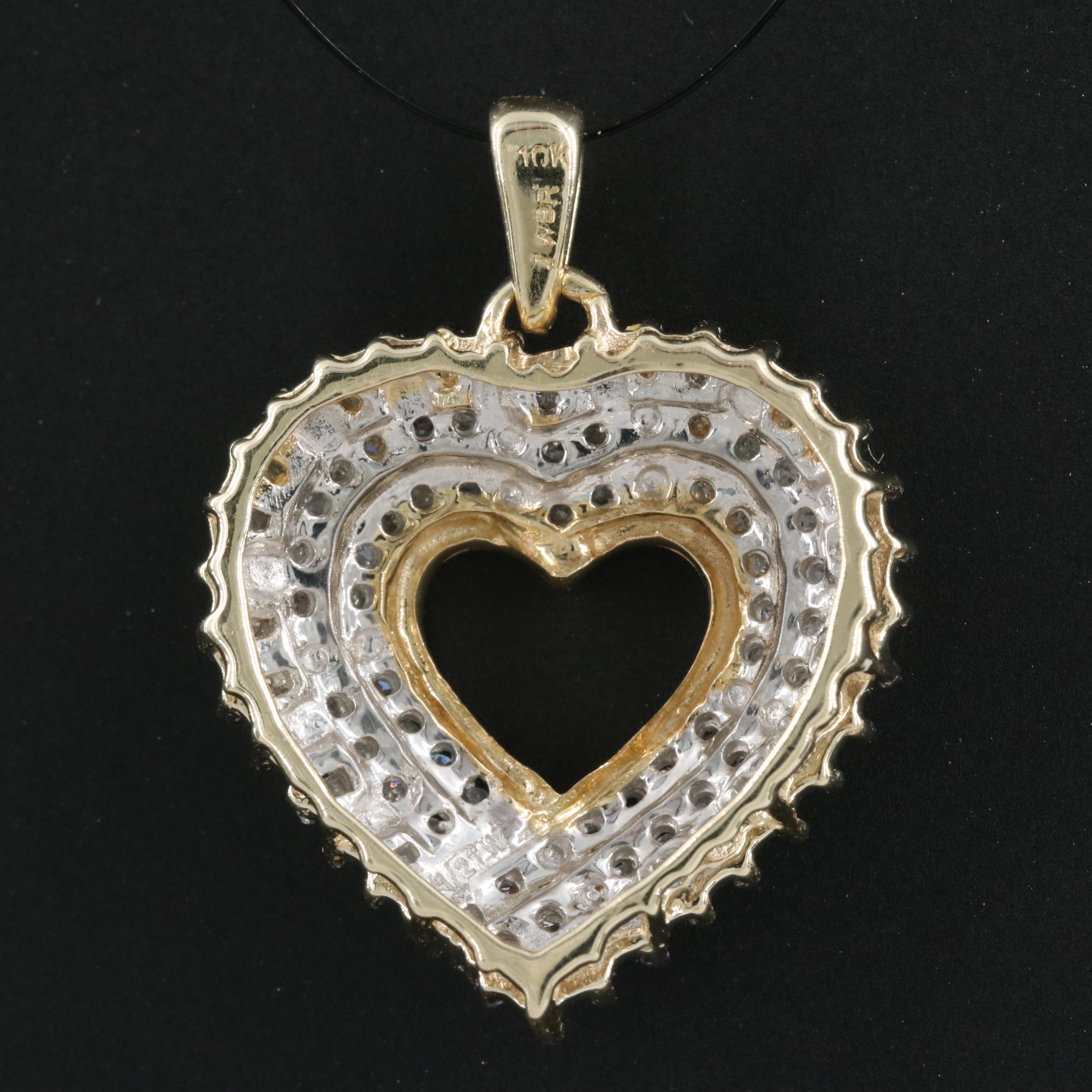 10K 0.50 CTW Diamond Heart Pendant