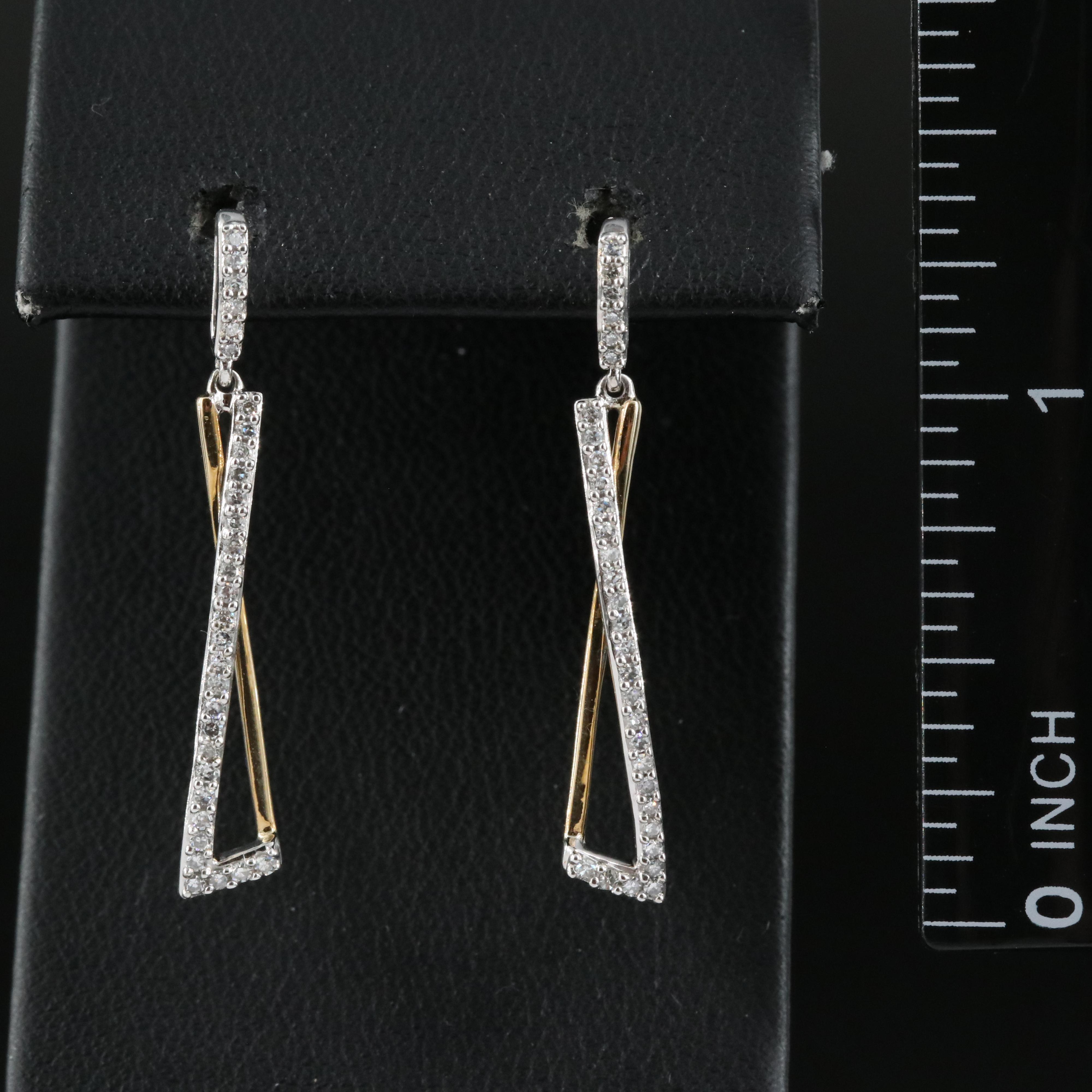 10K Diamond Crossover Earrings