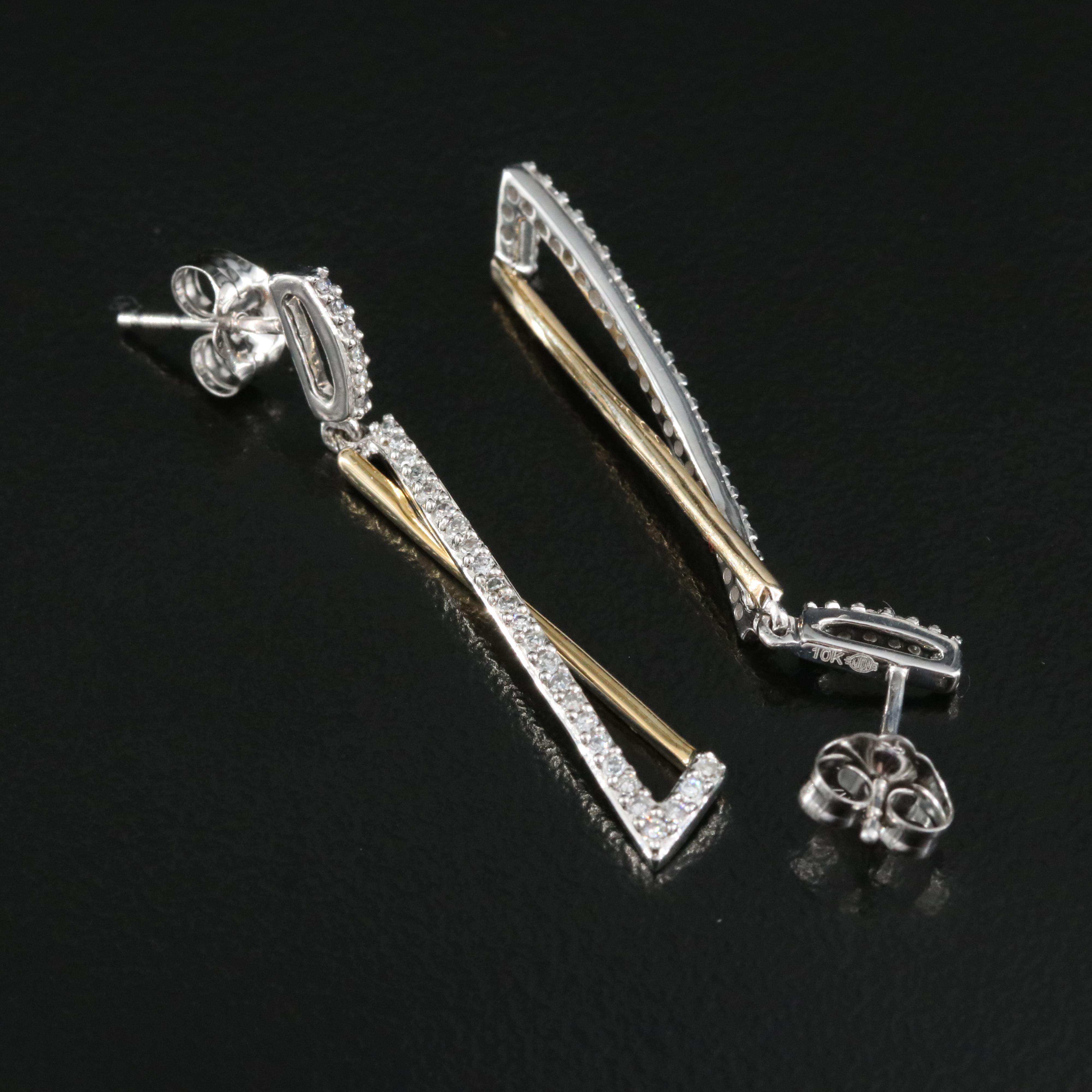10K Diamond Crossover Earrings