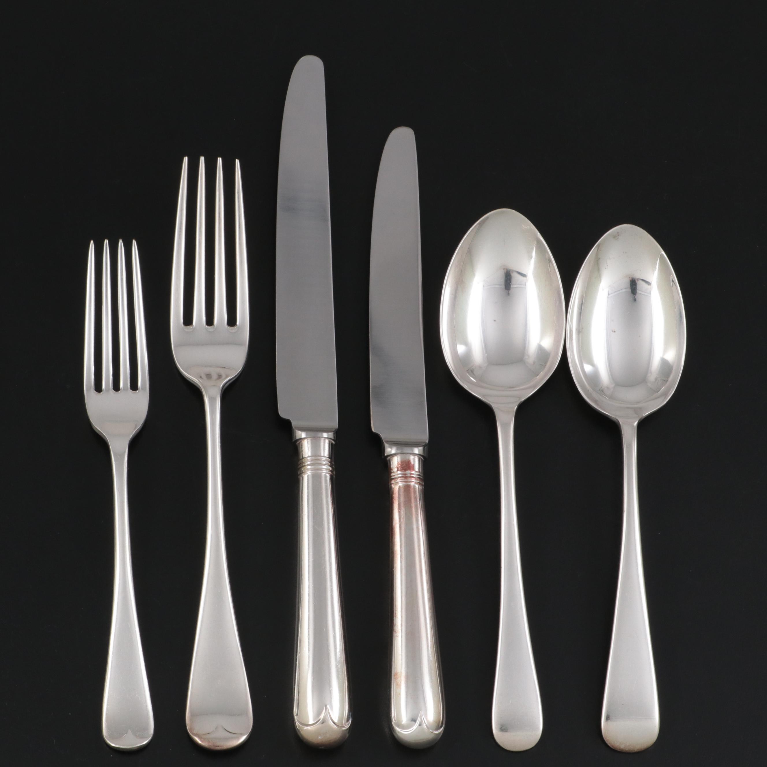 English Silver Plate Tipped Handled Flatware Set