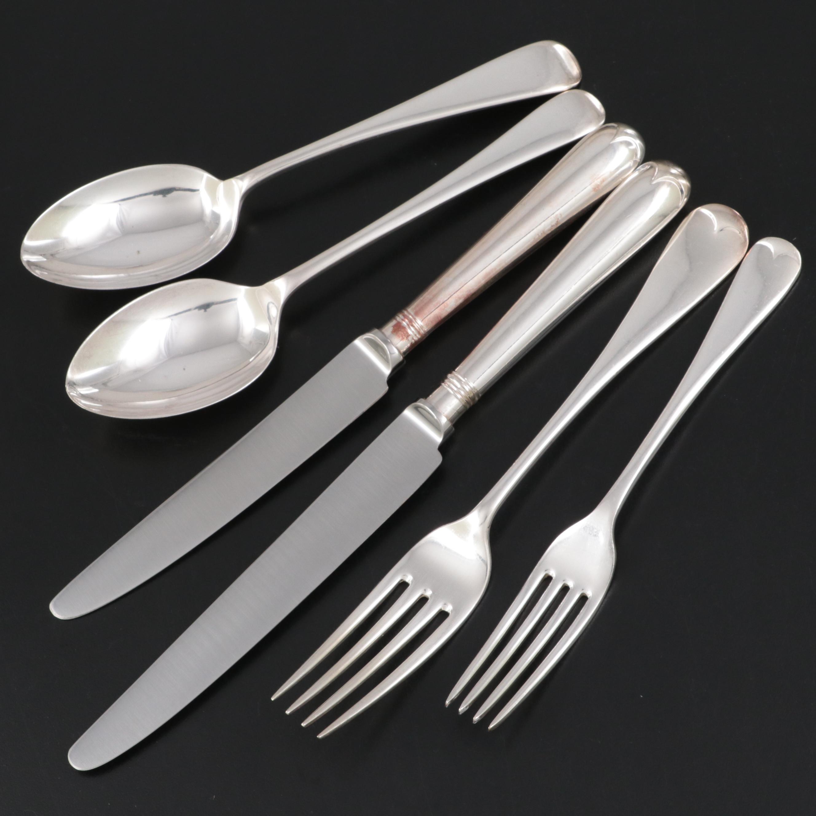 English Silver Plate Tipped Handled Flatware Set