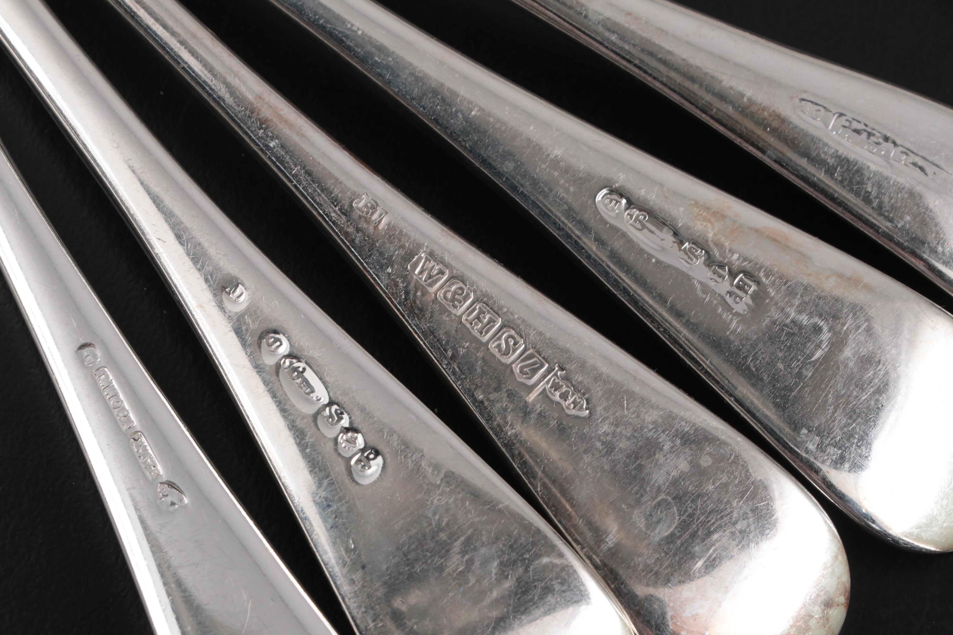 English Silver Plate Tipped Handled Flatware Set