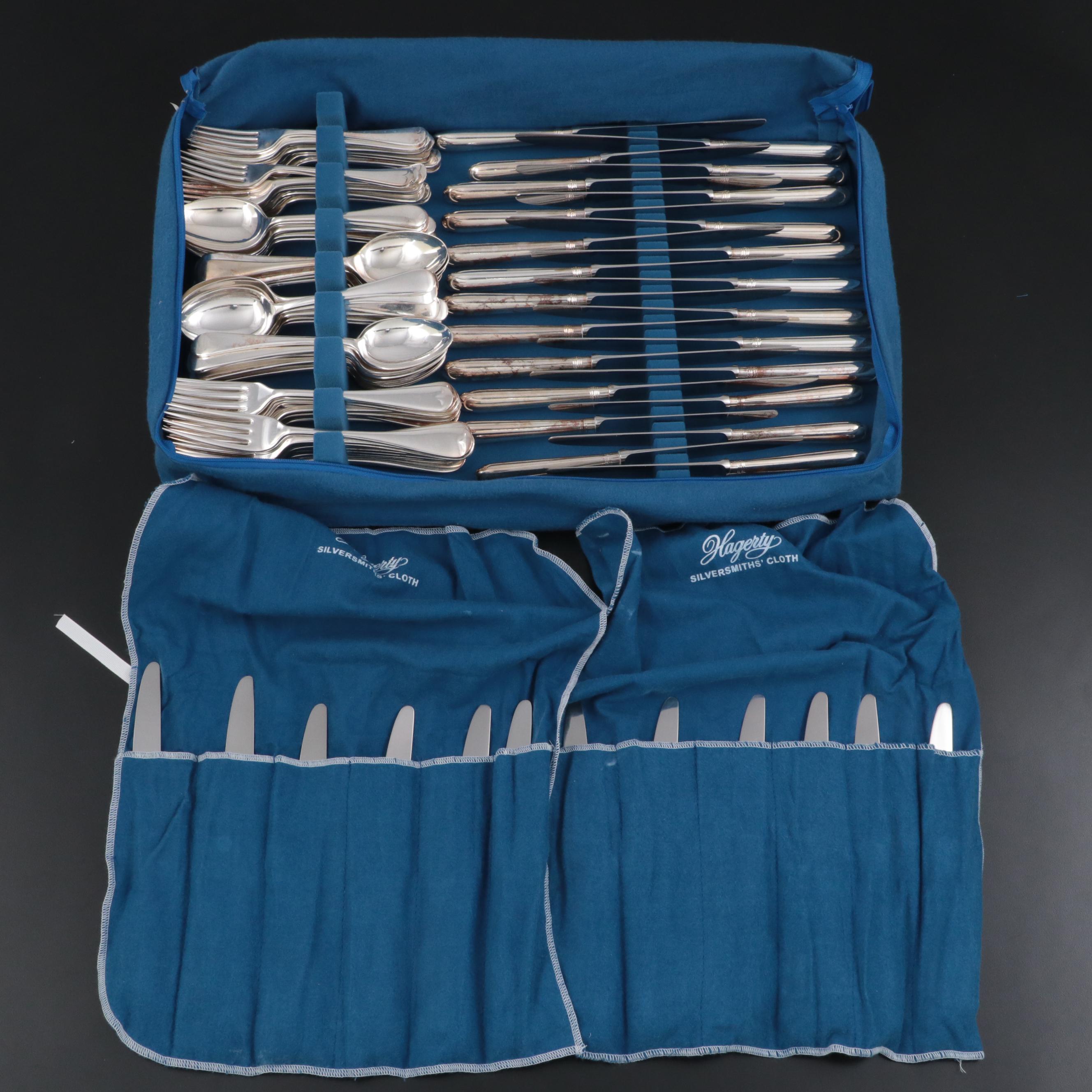 English Silver Plate Tipped Handled Flatware Set