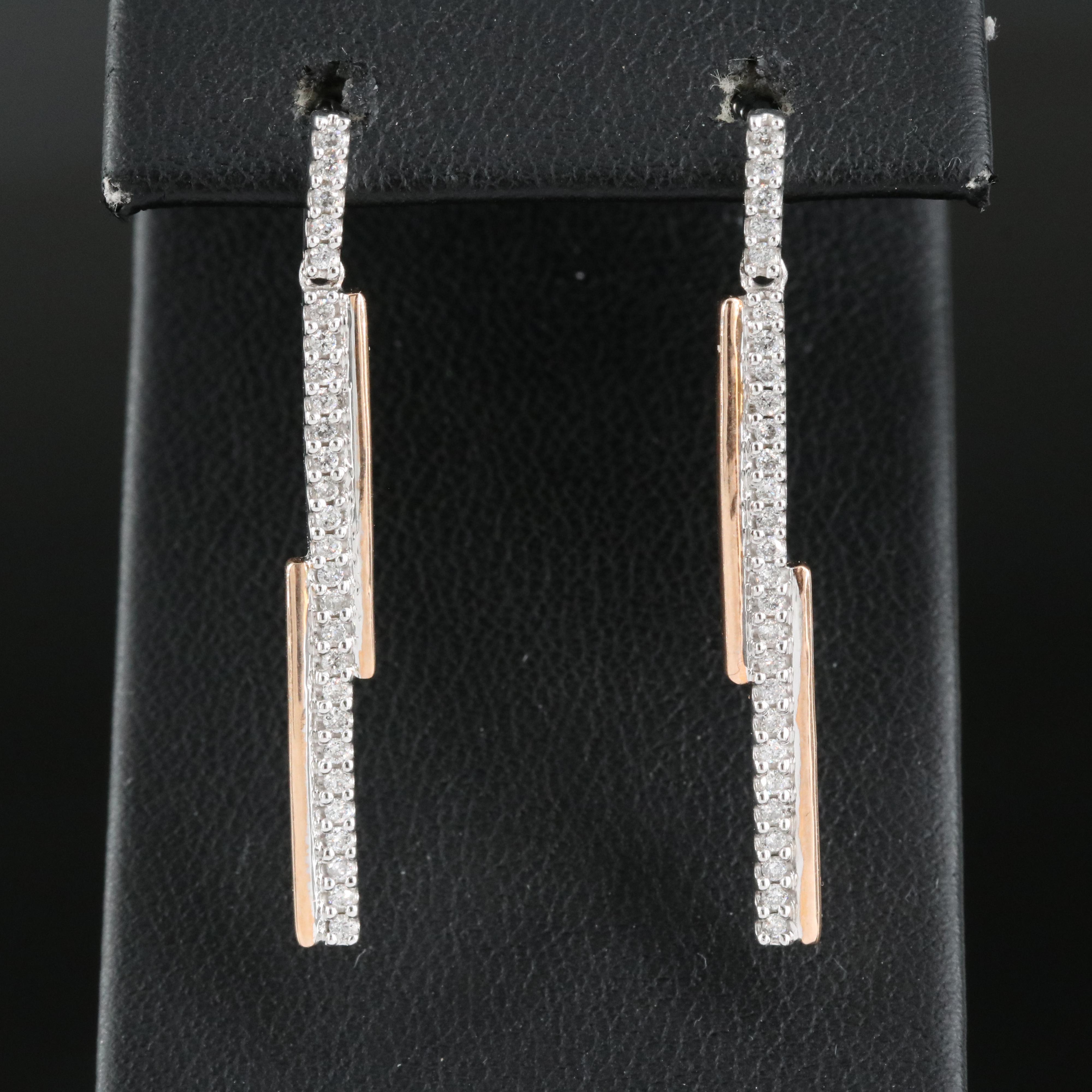 10K 0.33 CTW Diamond Earrings with Rose Accents