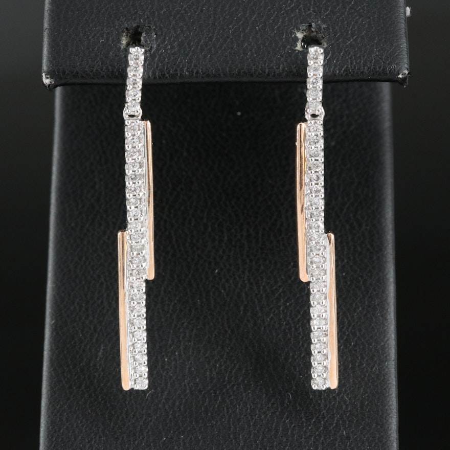 10K 0.33 CTW Diamond Earrings with Rose Accents