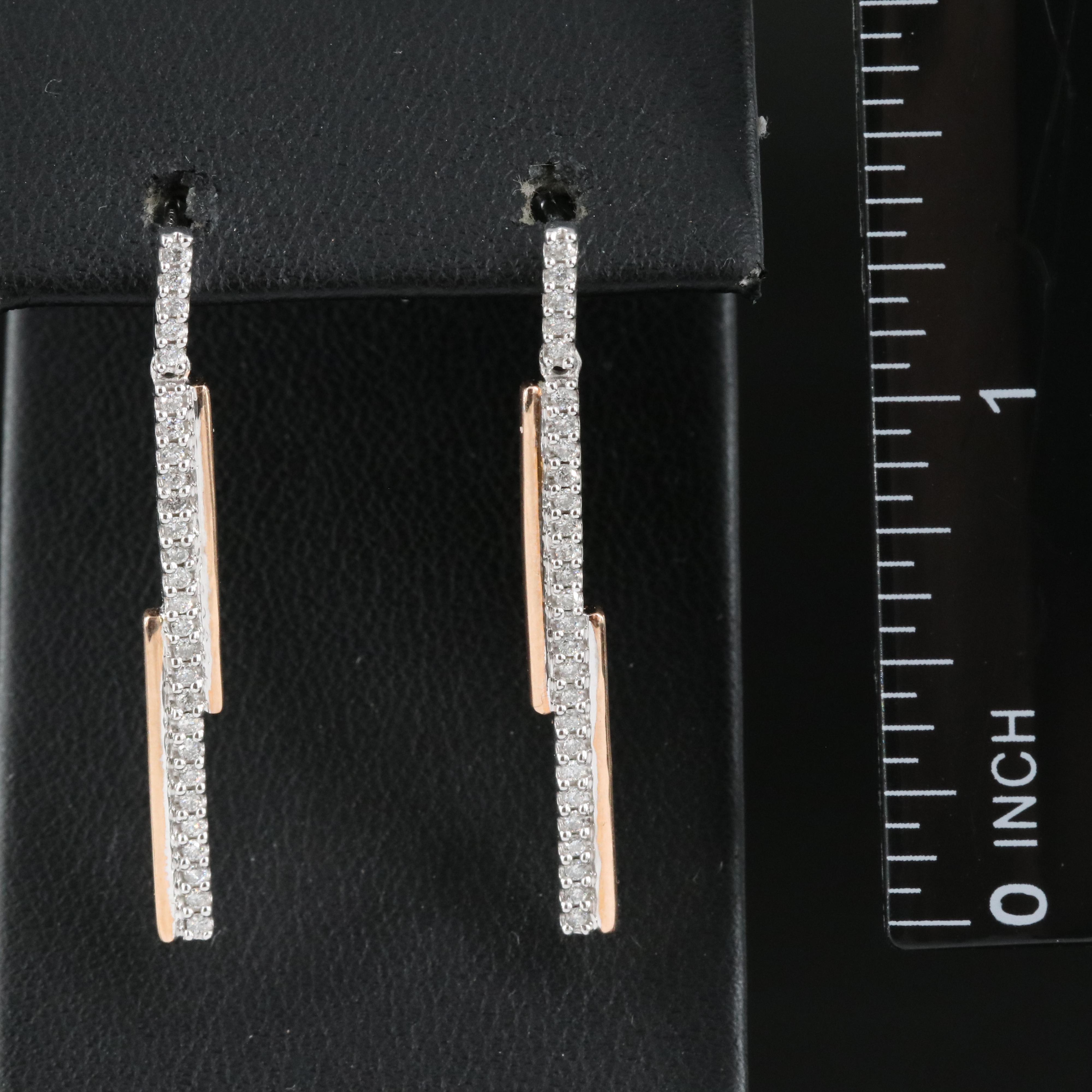 10K 0.33 CTW Diamond Earrings with Rose Accents
