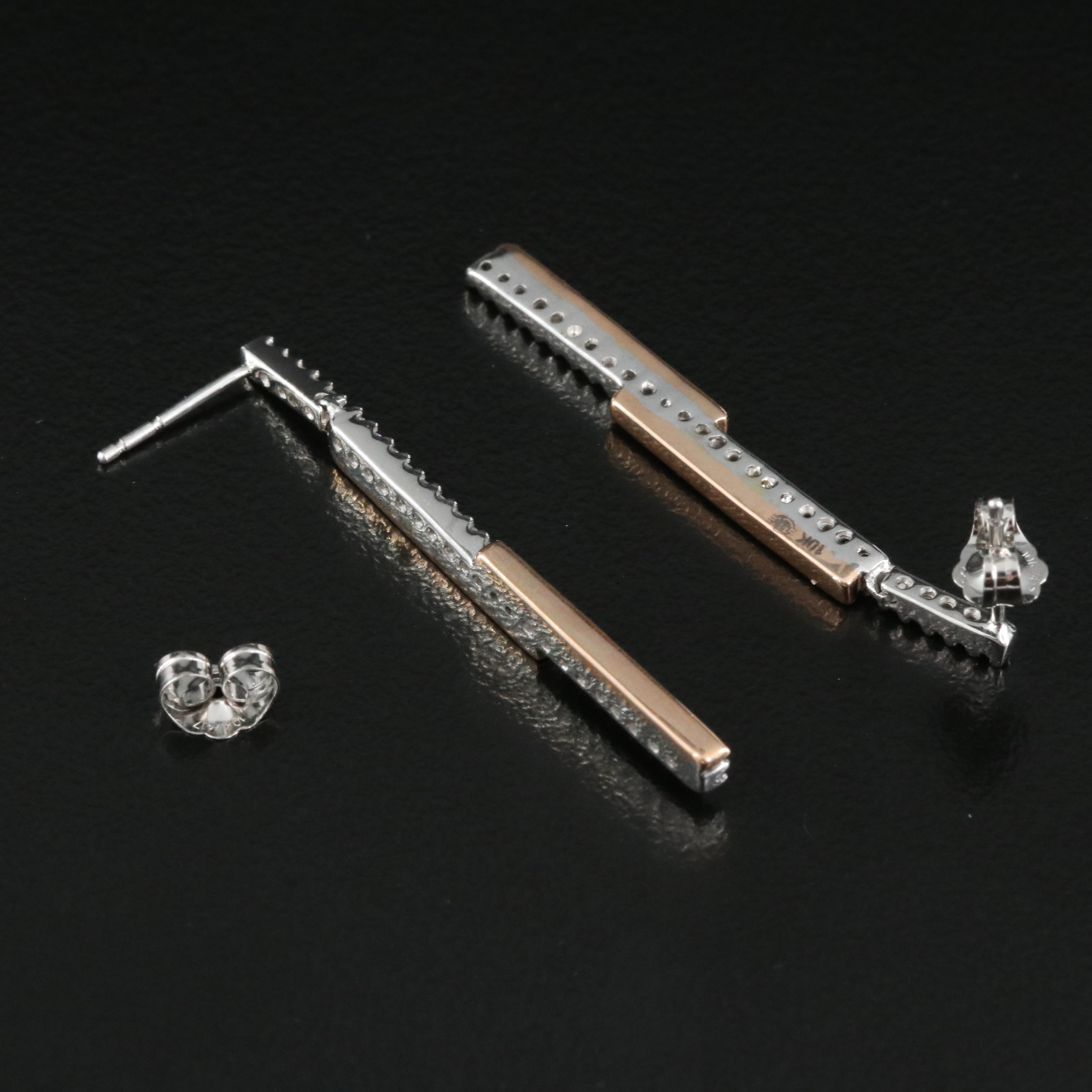 10K 0.33 CTW Diamond Earrings with Rose Accents