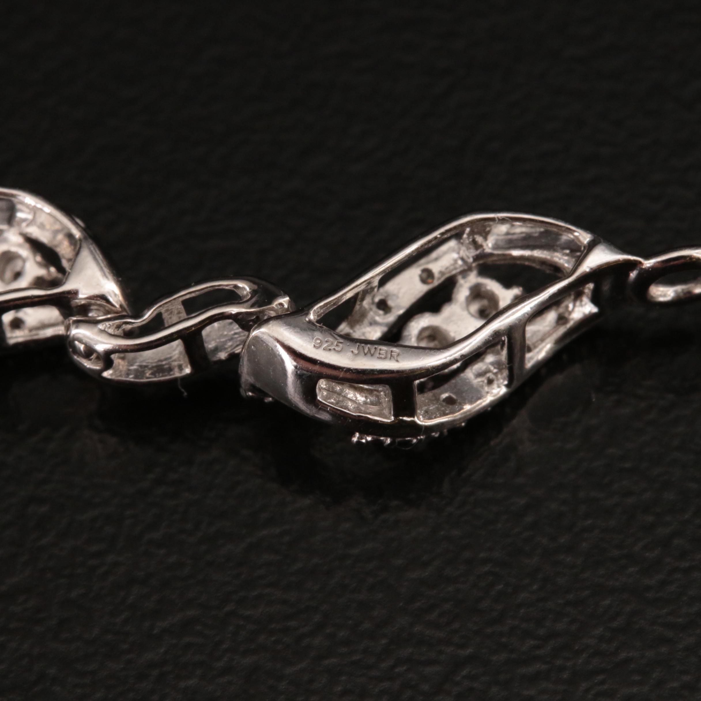 Sterling Diamond Fancy Link Bracelet