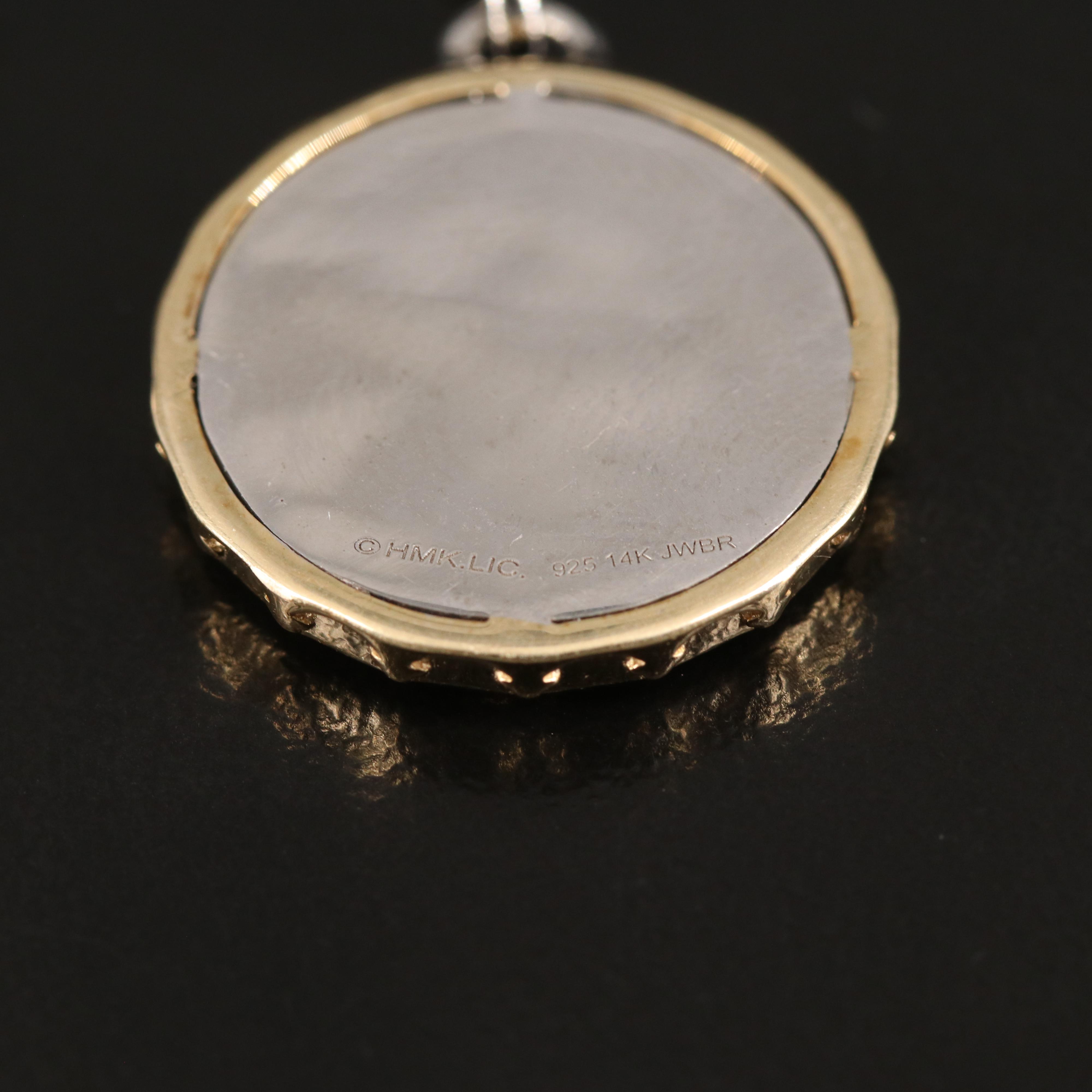 Sterling and 14K Diamond Cross Pendant Necklace