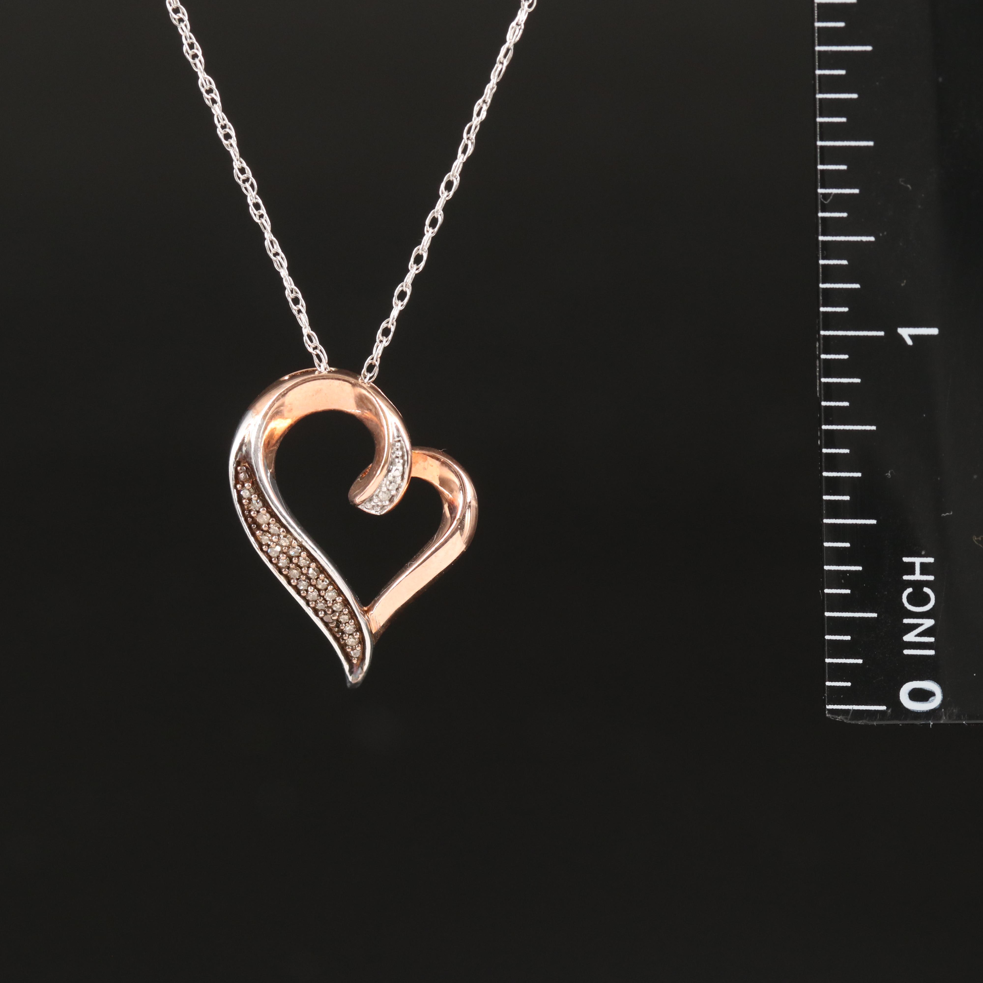 Diamond Heart Pendant Necklace in Sterling
