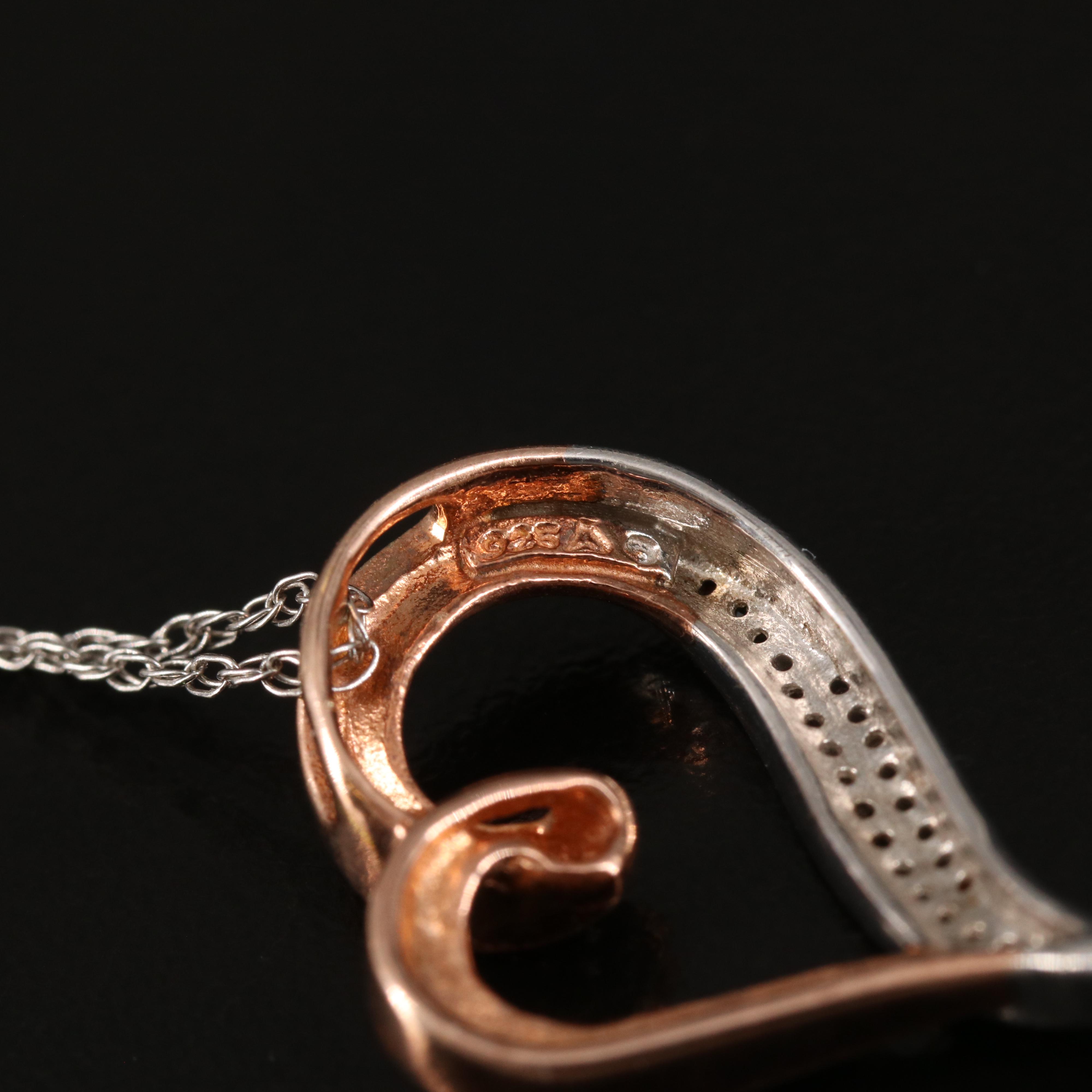 Diamond Heart Pendant Necklace in Sterling