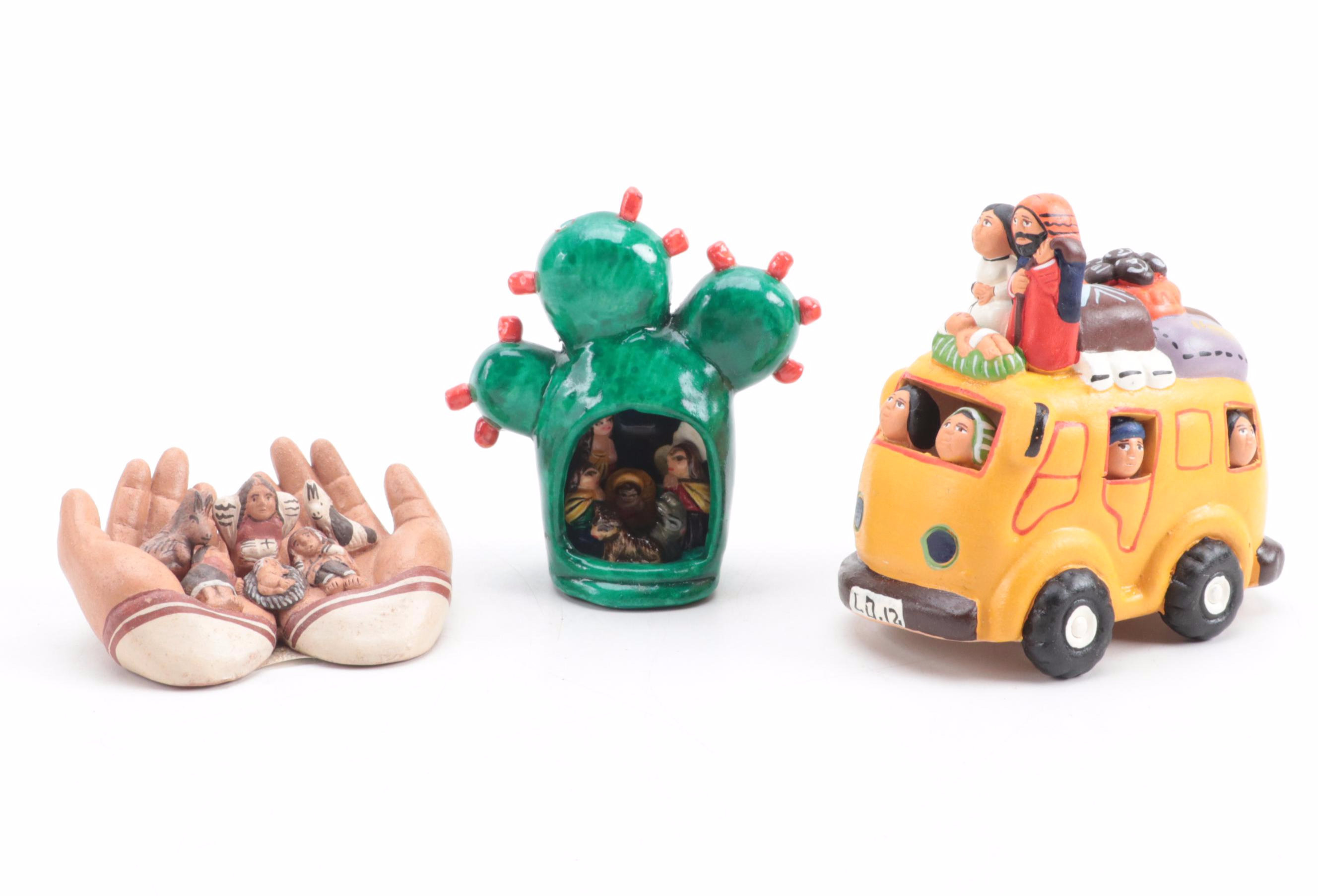 Peruvian and Vietnamese Folk Art Composite and Other Ceramic Nativities