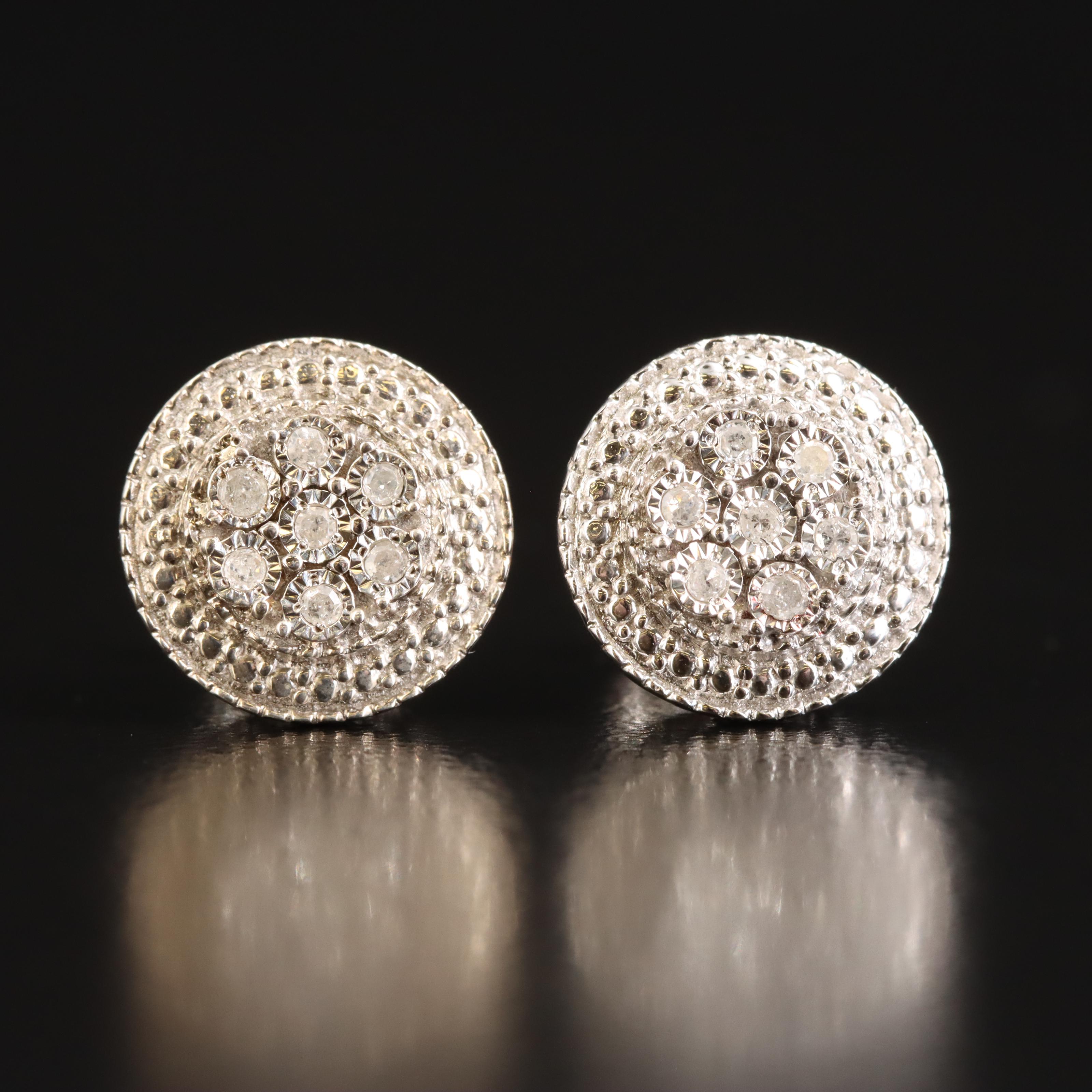 Sterling Diamond Stud Earrings