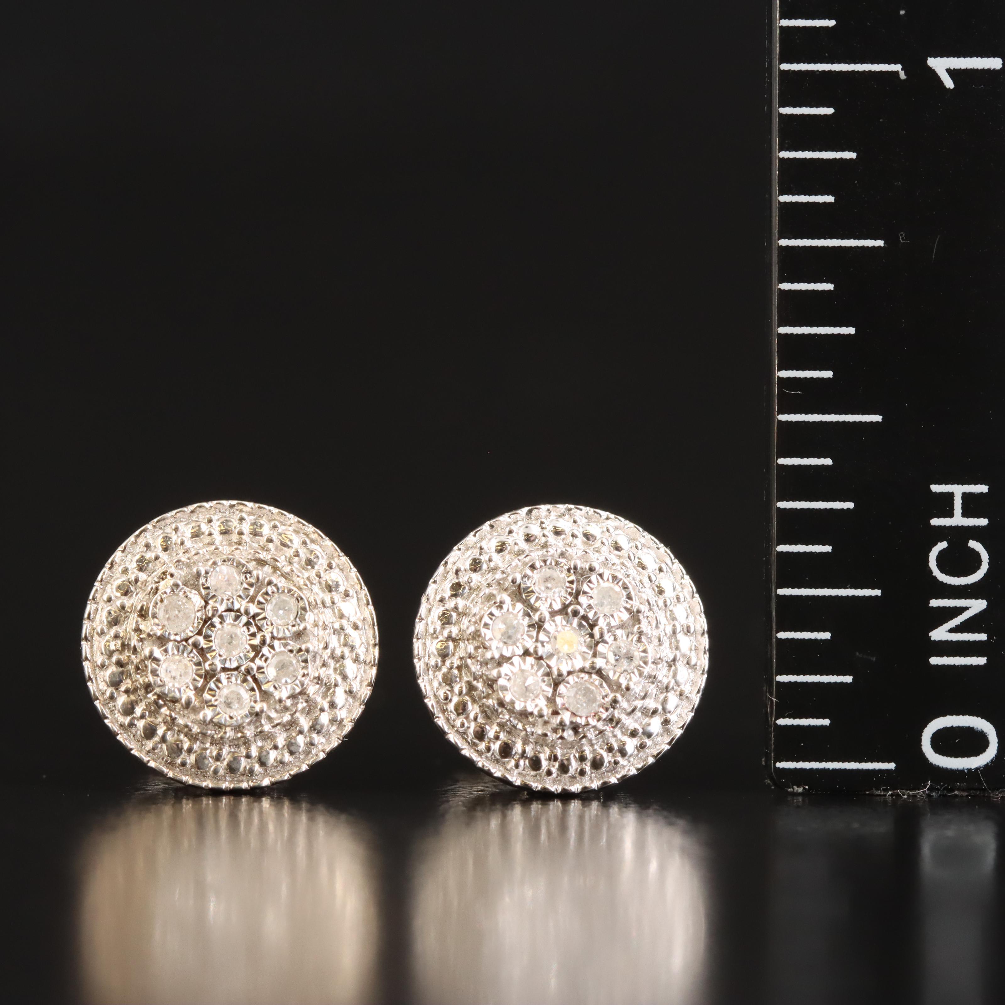 Sterling Diamond Stud Earrings