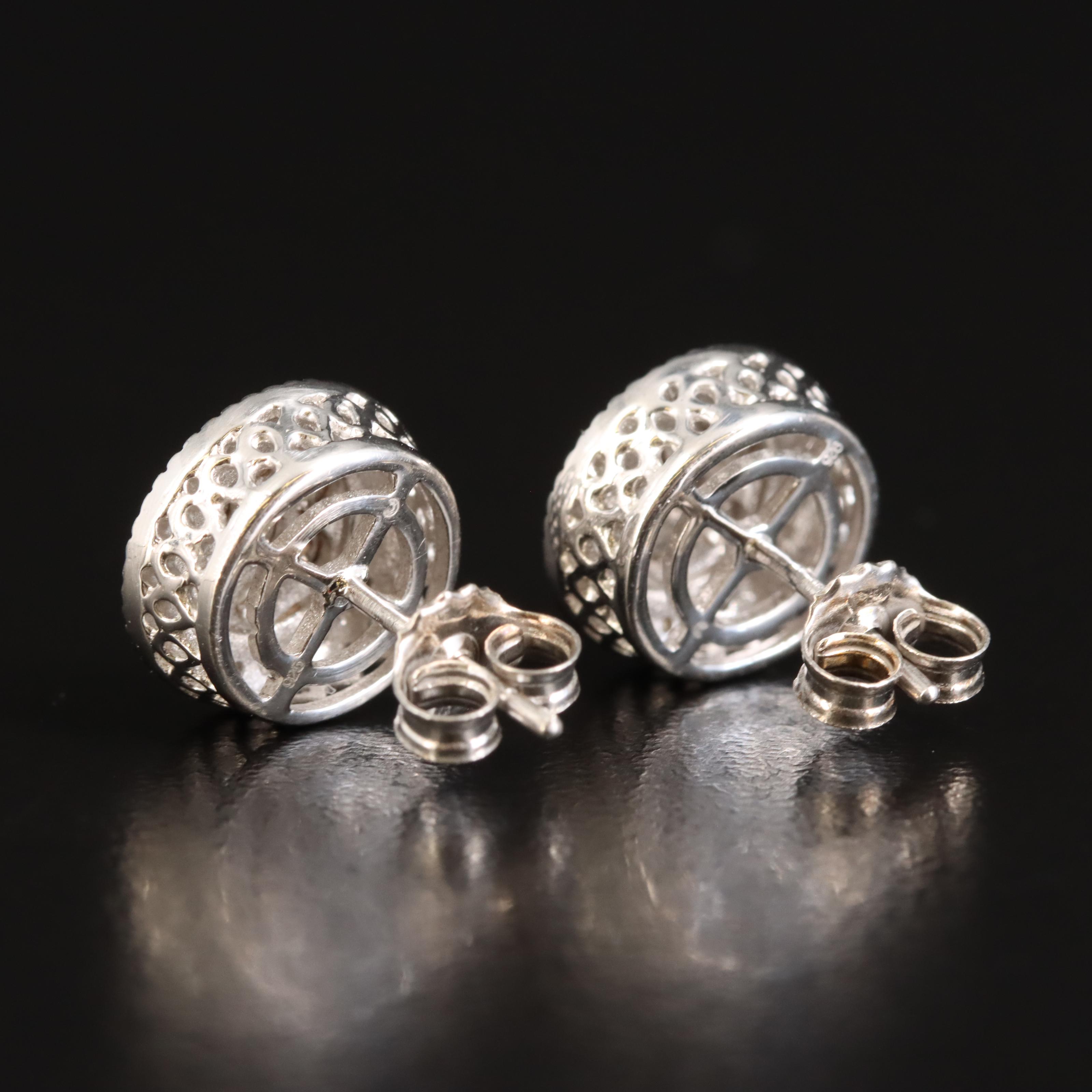 Sterling Diamond Stud Earrings