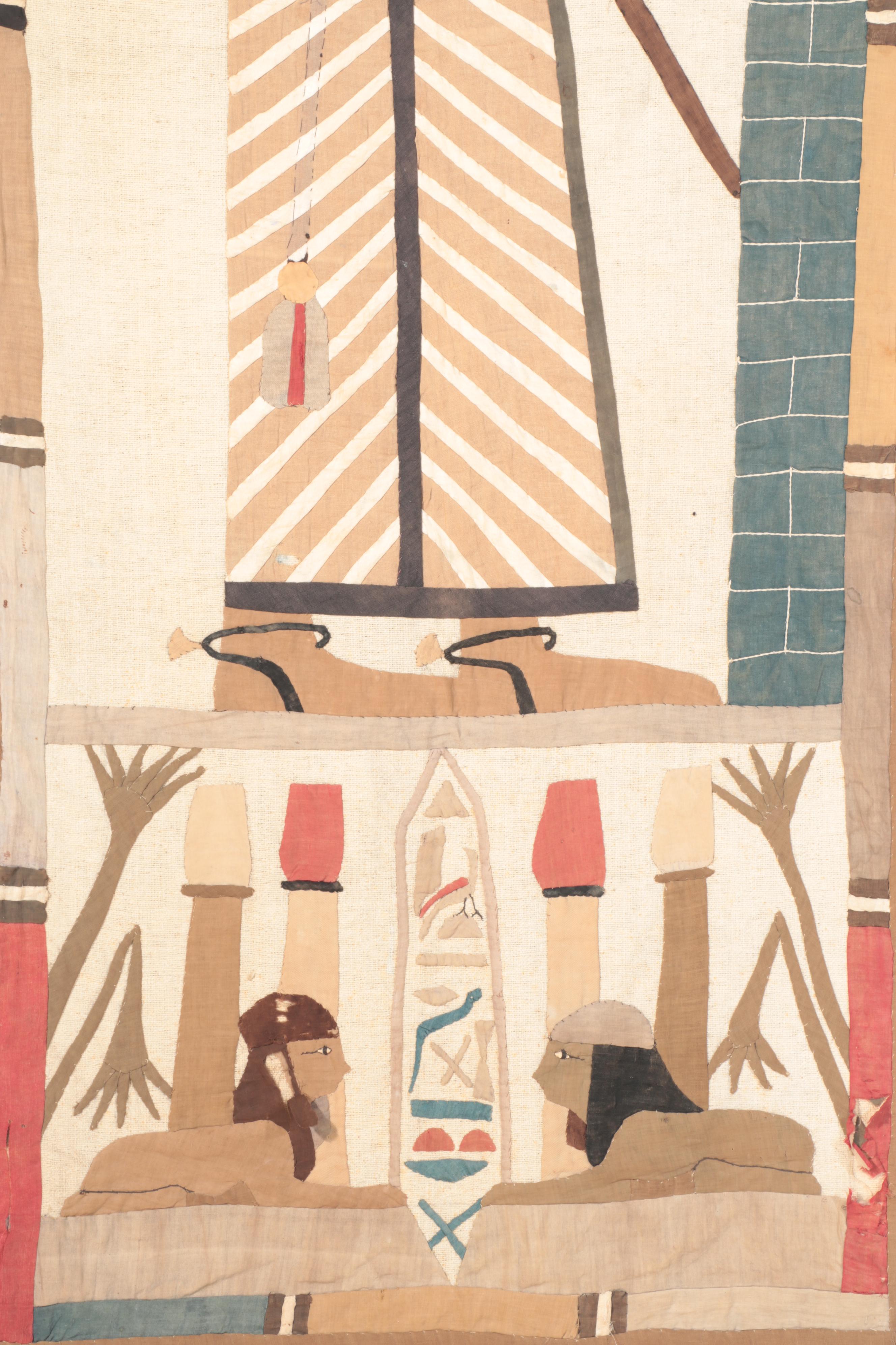 Hand Woven and Appliquéd Egyptian Revival Wall Hanging, Early 20th Century