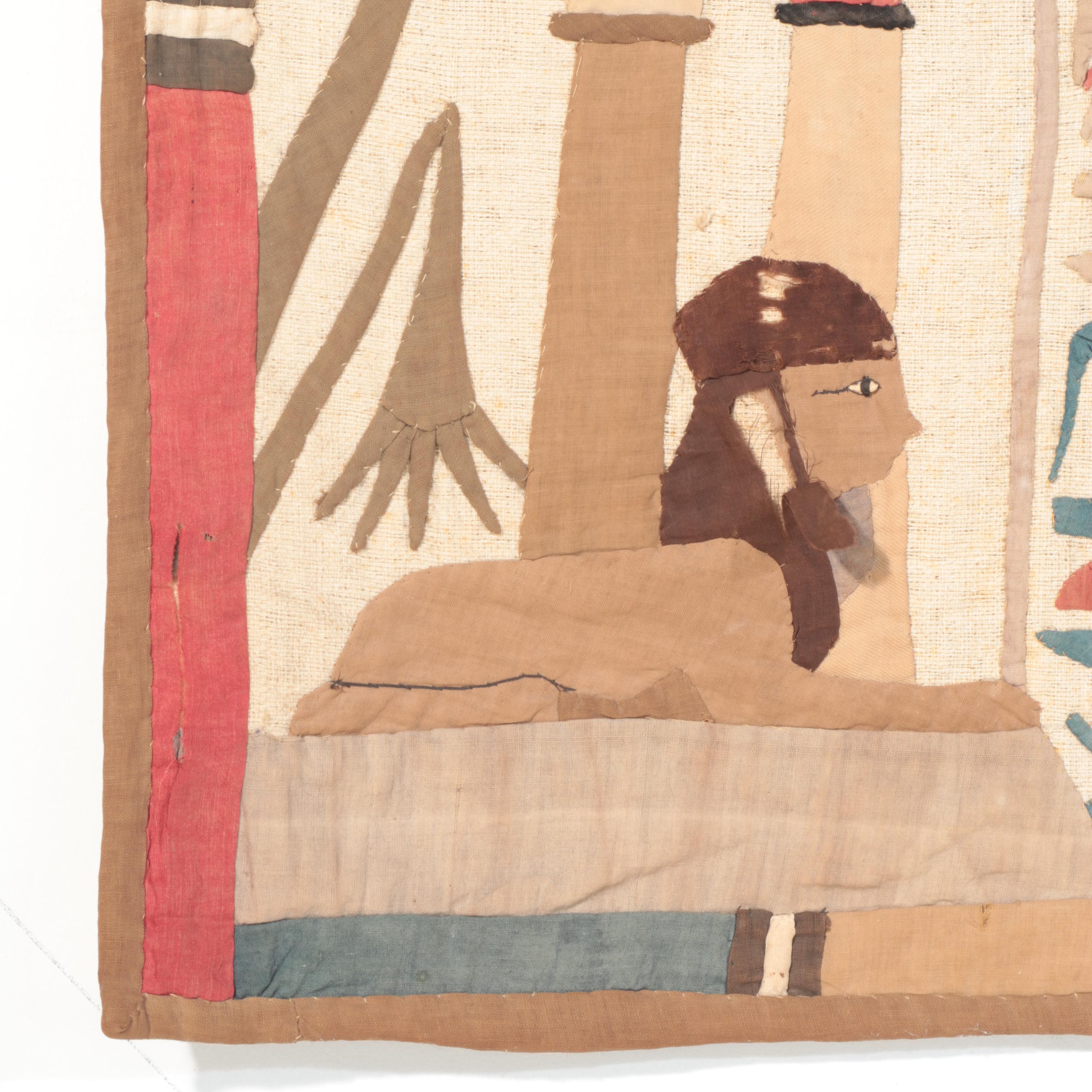 Hand Woven and Appliquéd Egyptian Revival Wall Hanging, Early 20th Century