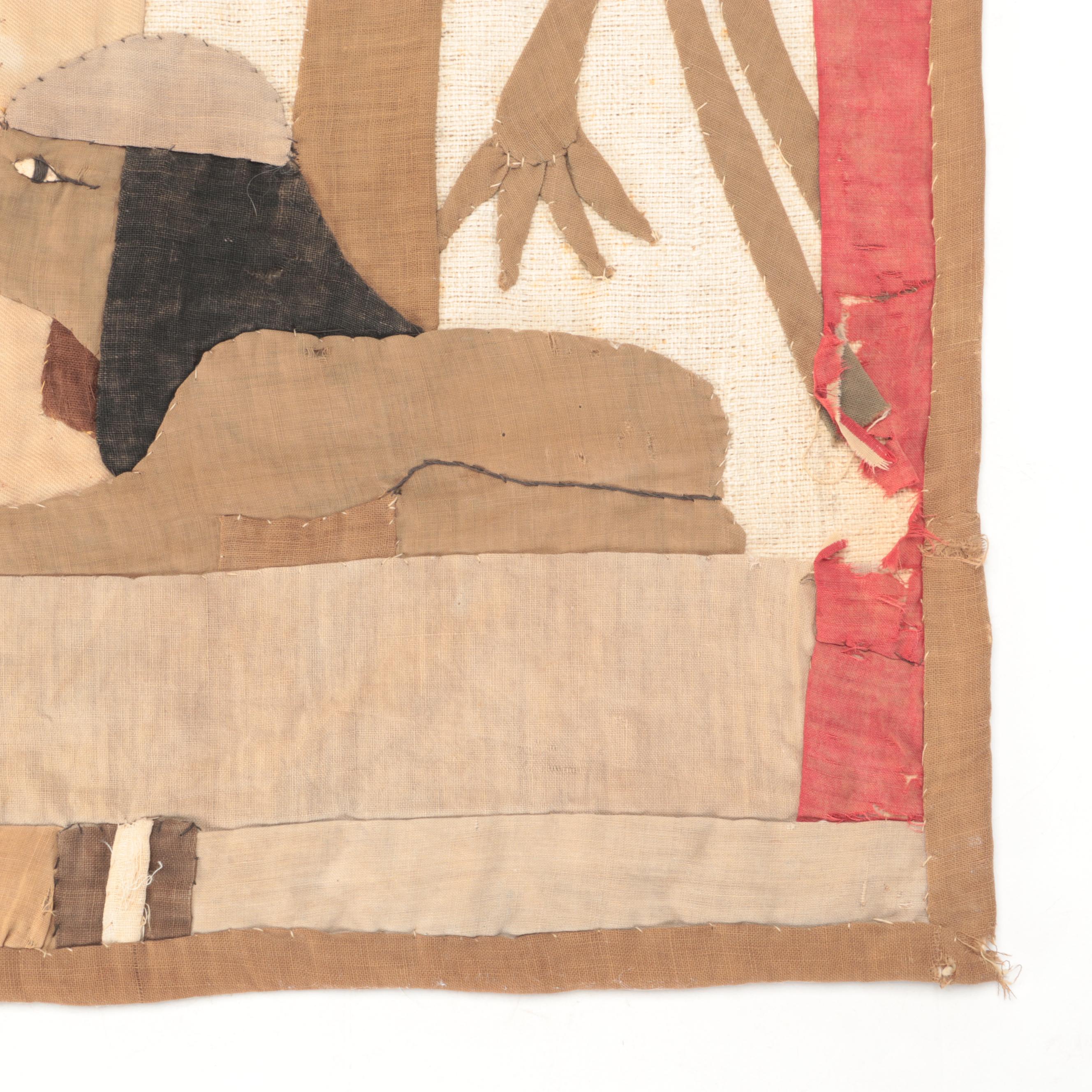 Hand Woven and Appliquéd Egyptian Revival Wall Hanging, Early 20th Century