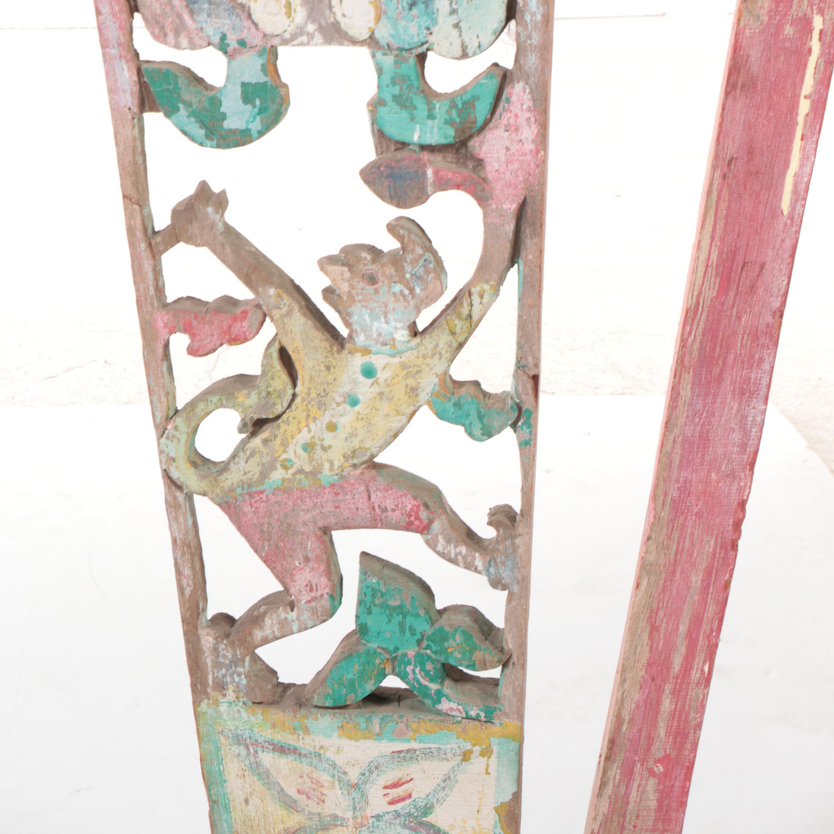 Burmese Teak Buddhist Temple Corbel, Mid-20th Century