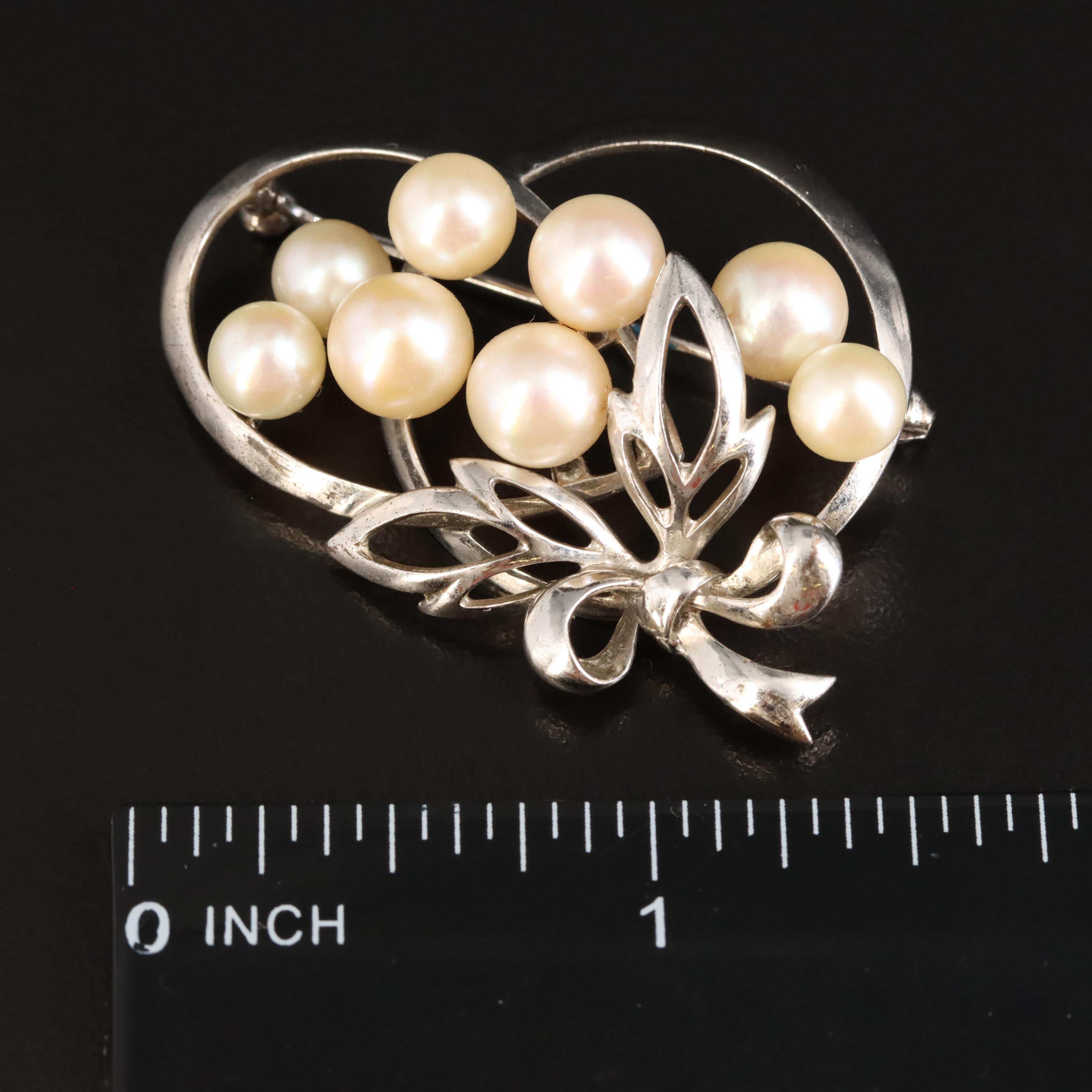 Mikimoto Sterling Pearl Brooch