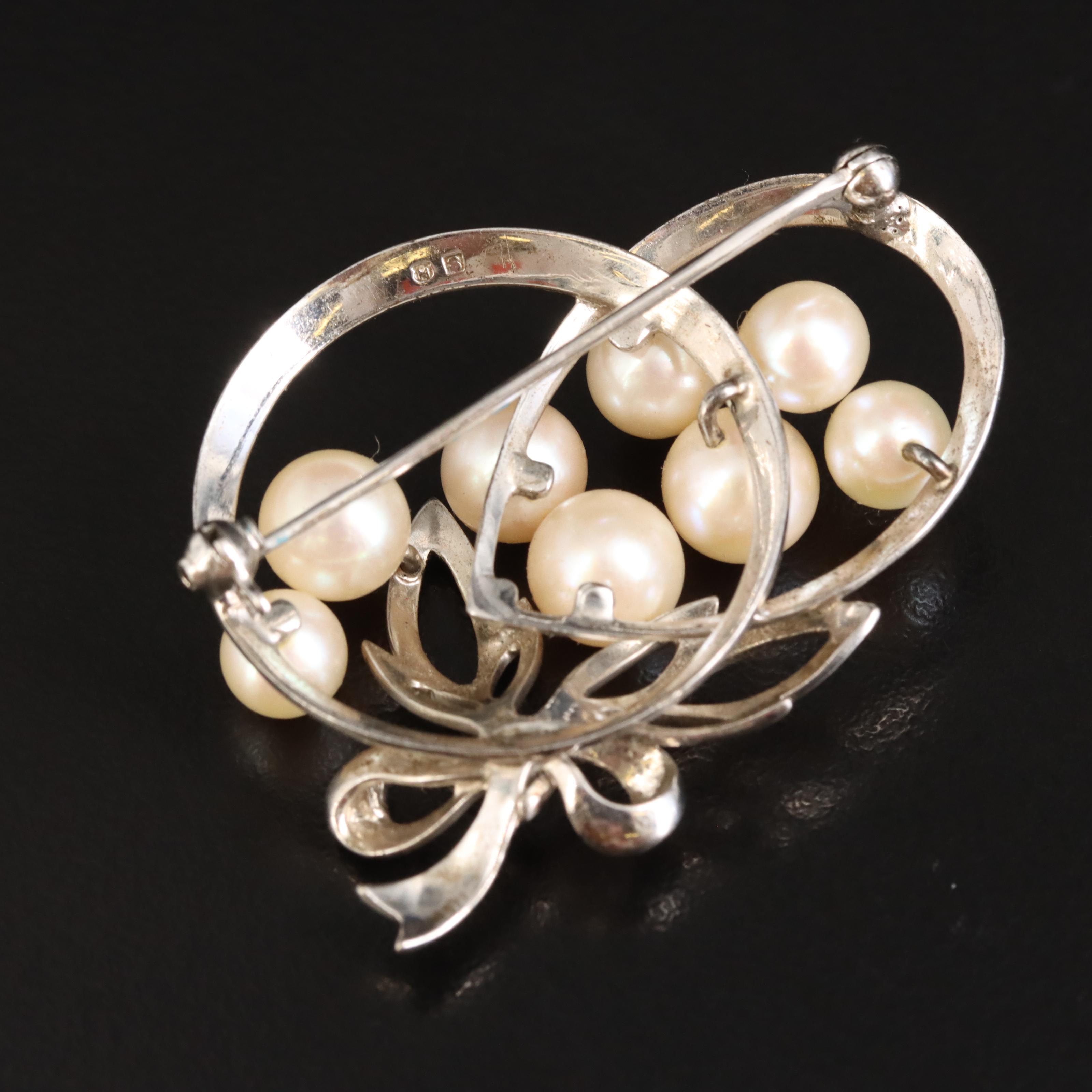 Mikimoto Sterling Pearl Brooch