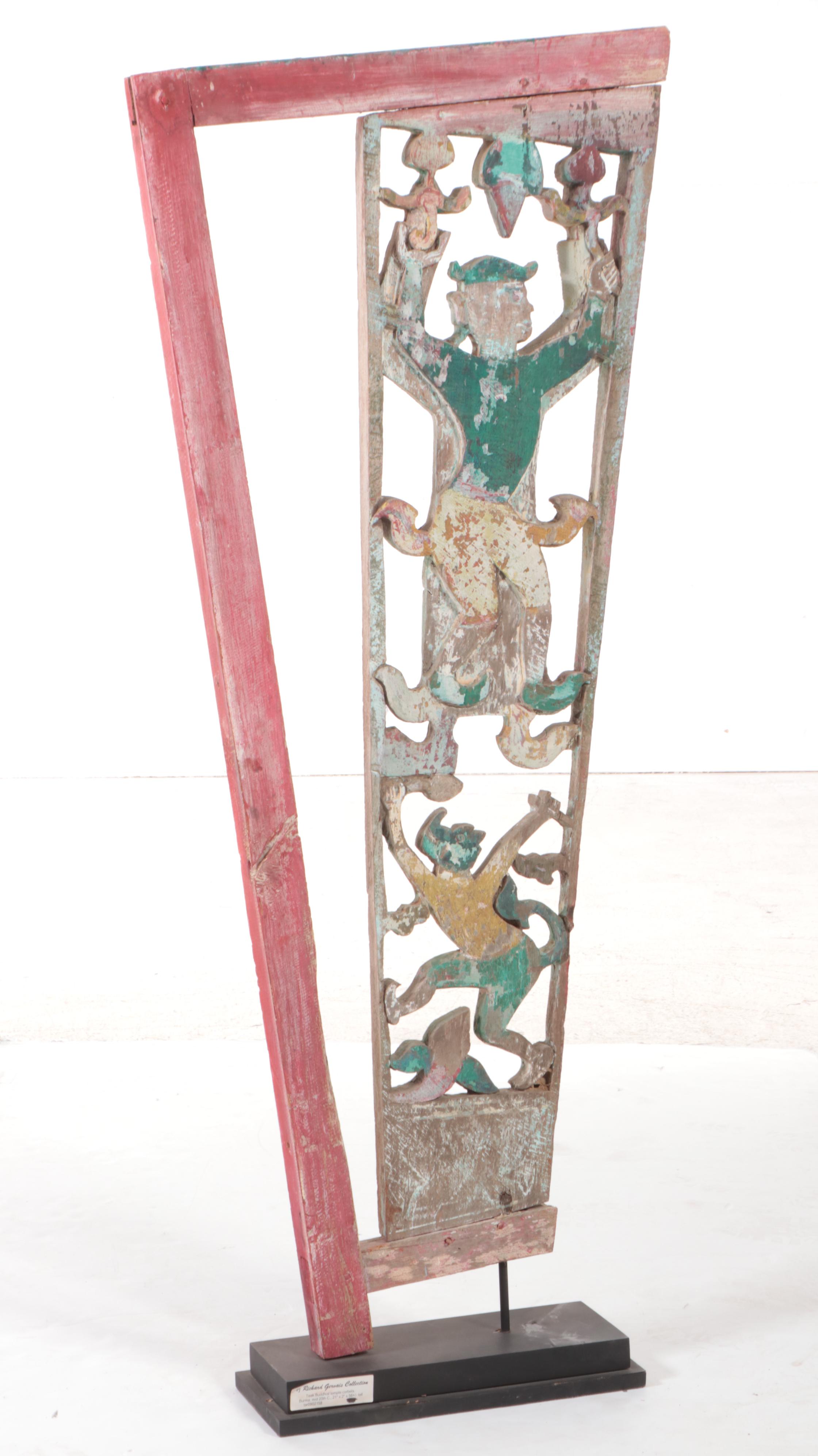 Burmese Teak Buddhist Temple Corbel, Mid-20th Century