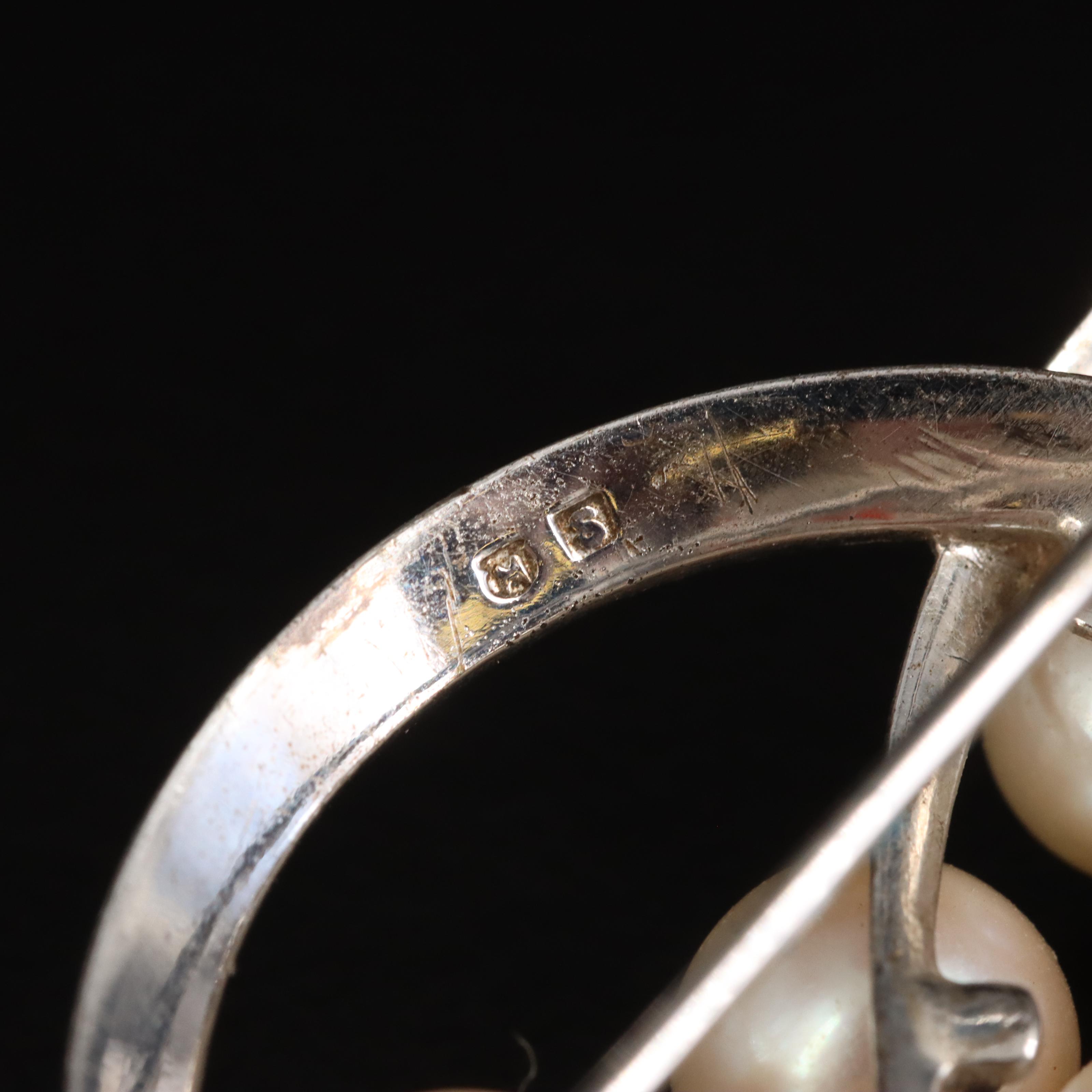 Mikimoto Sterling Pearl Brooch