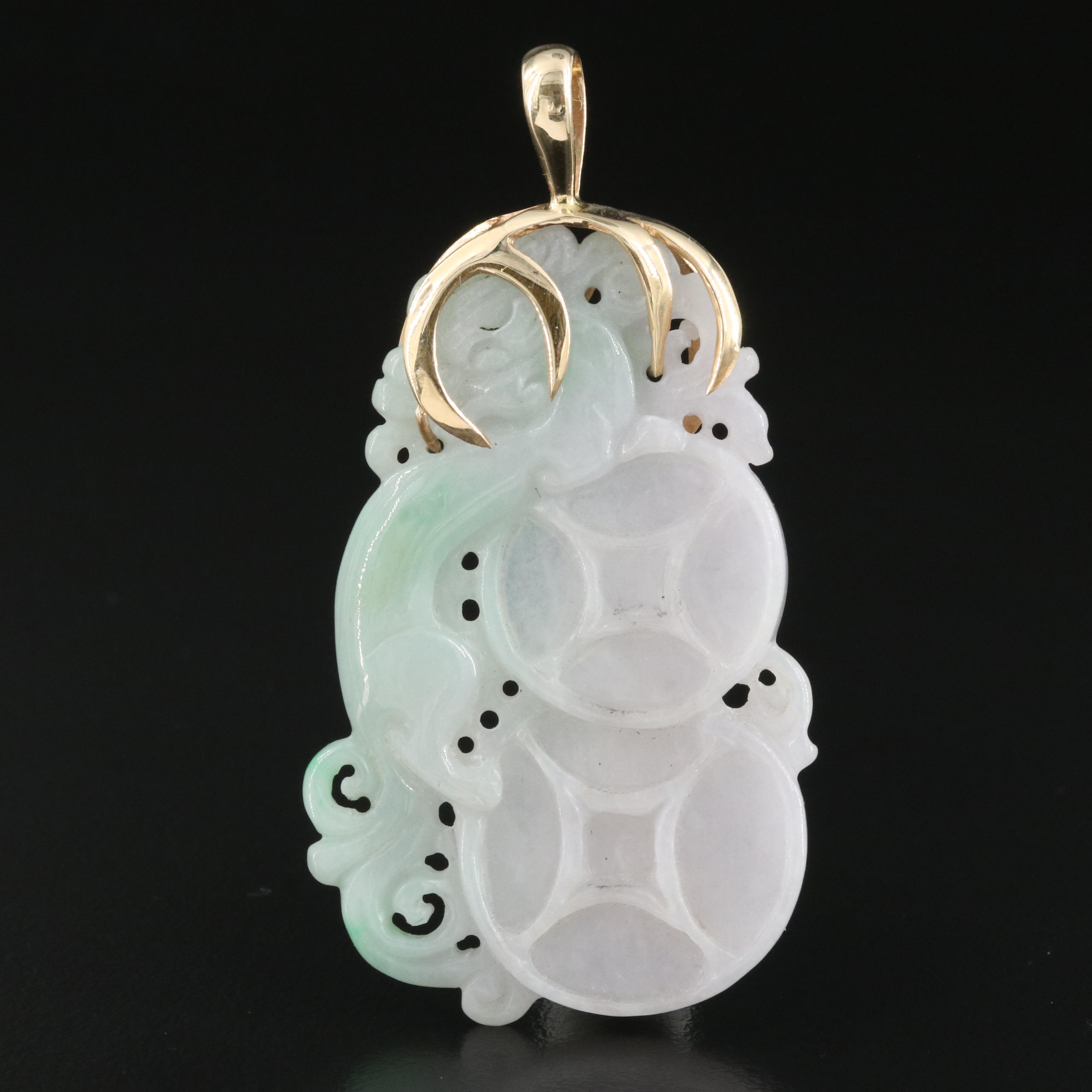 14K Carved Jadeite Pendant