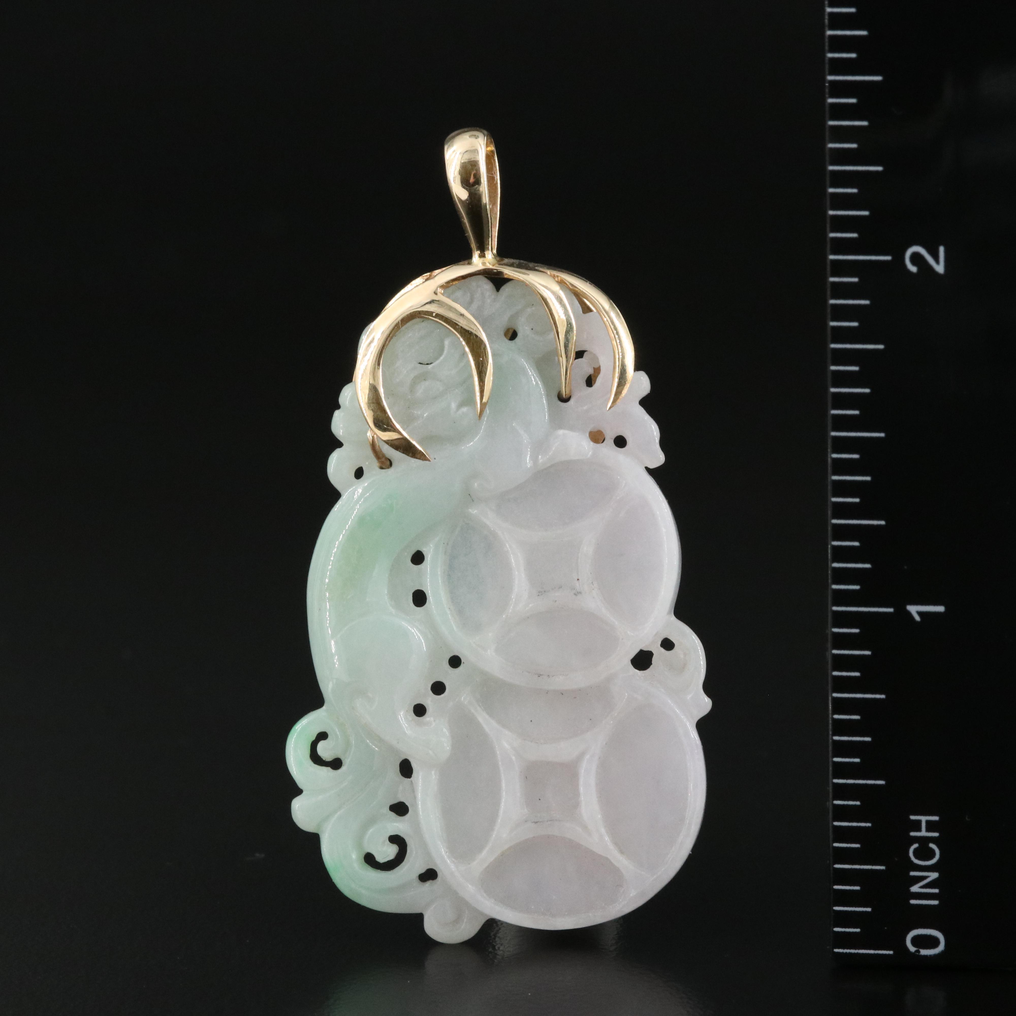 14K Carved Jadeite Pendant