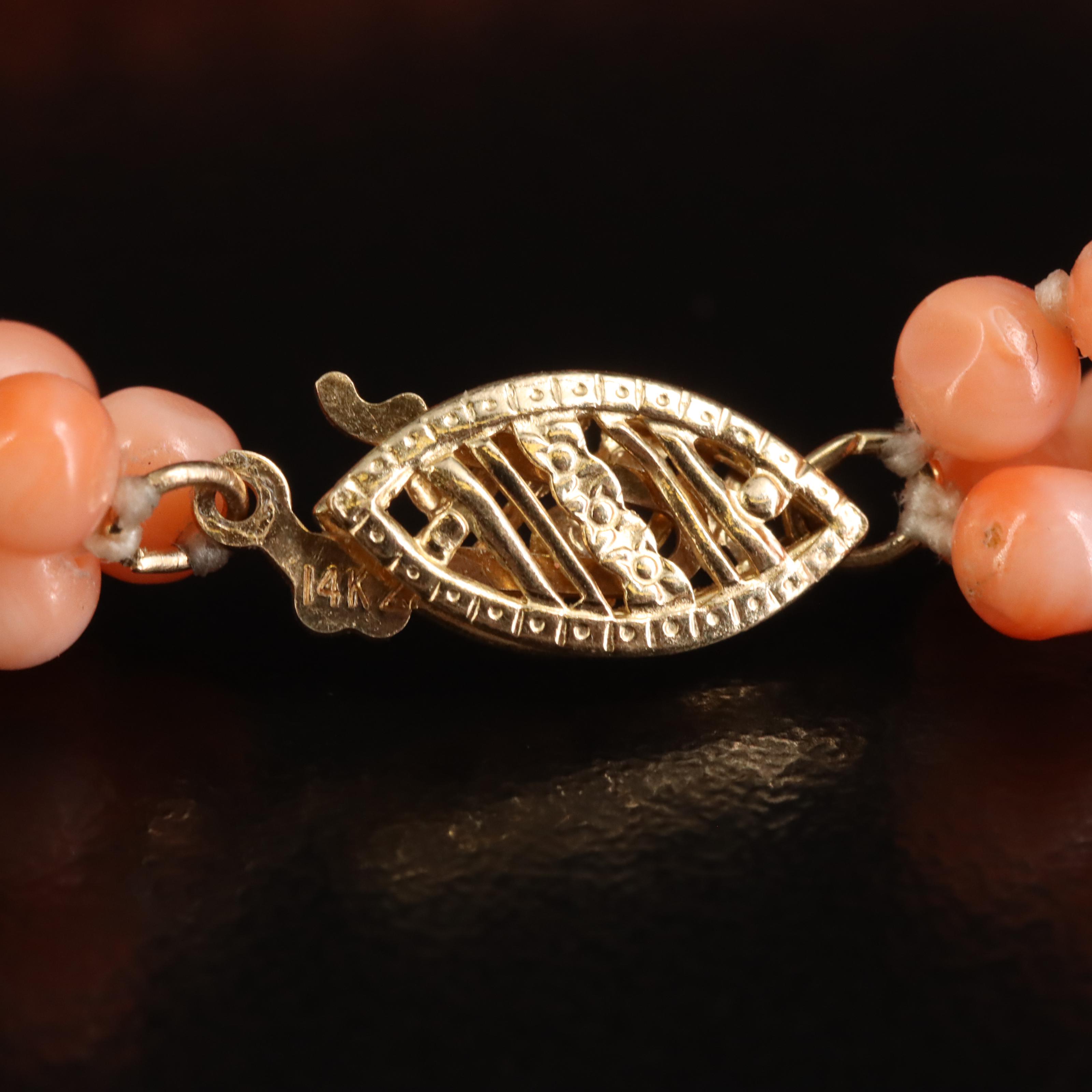 Triple-Strand Coral Bracelet with 14K Clasp