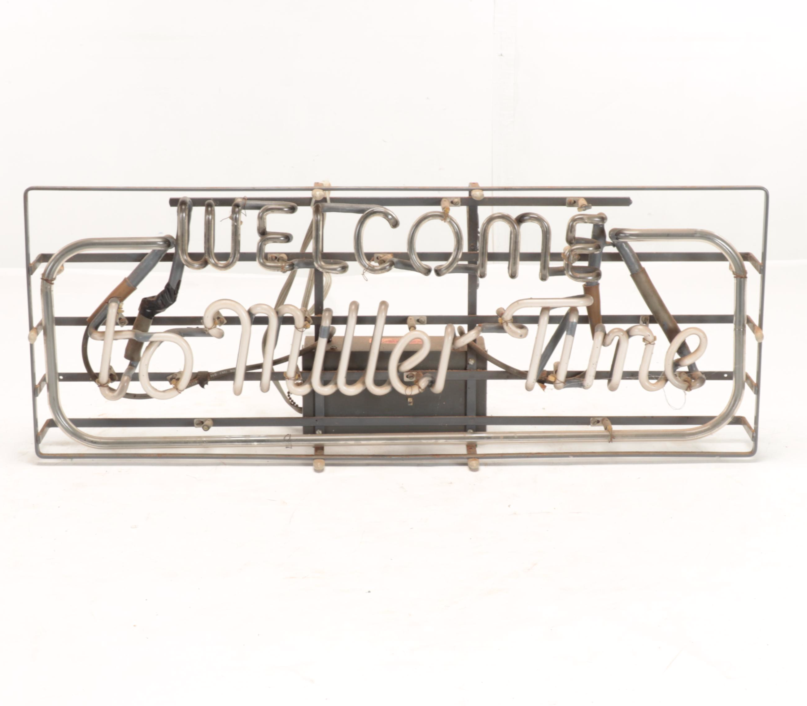 "Welcome To Miller Time" Neon Sign
