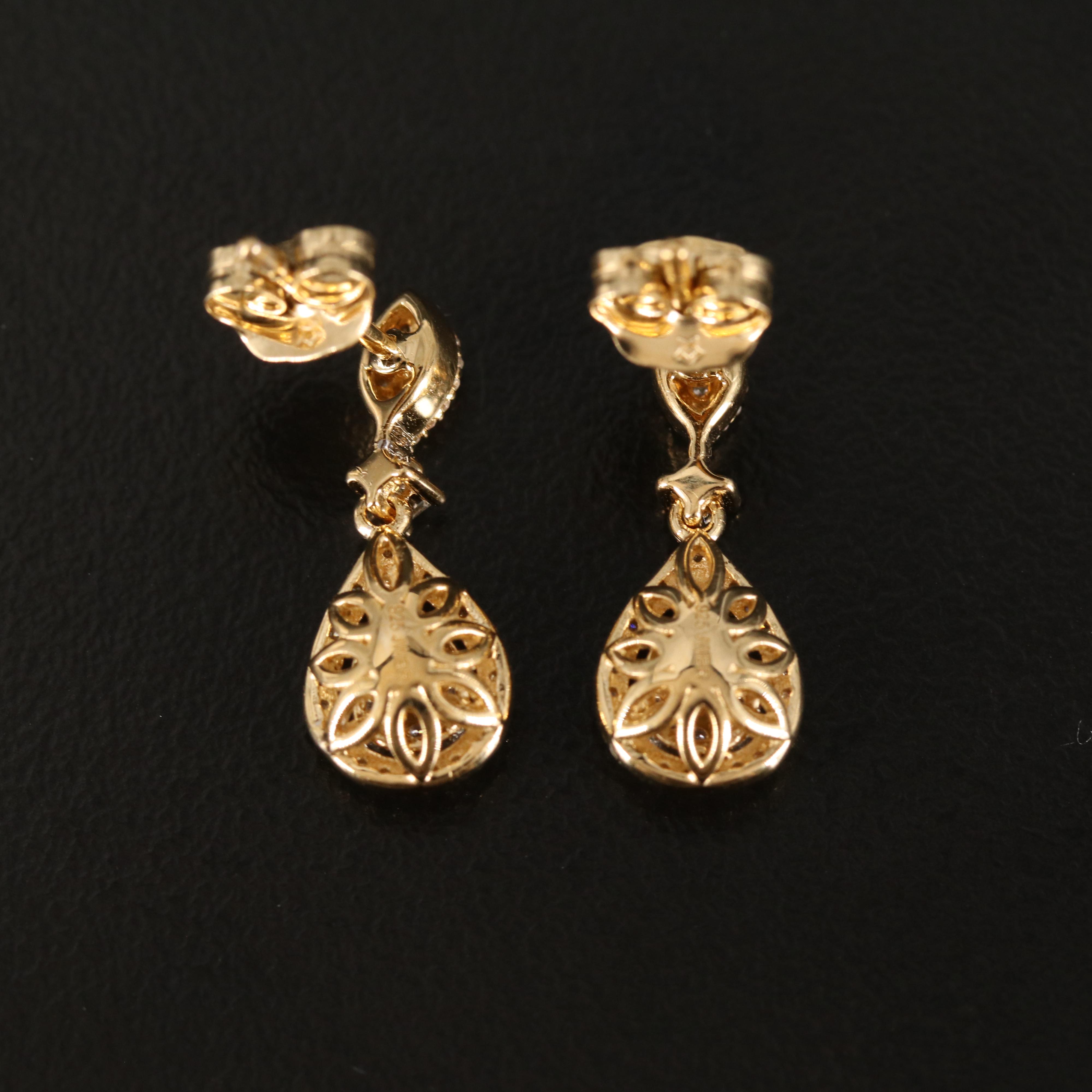 Sterling Diamond Teardrop Earrings