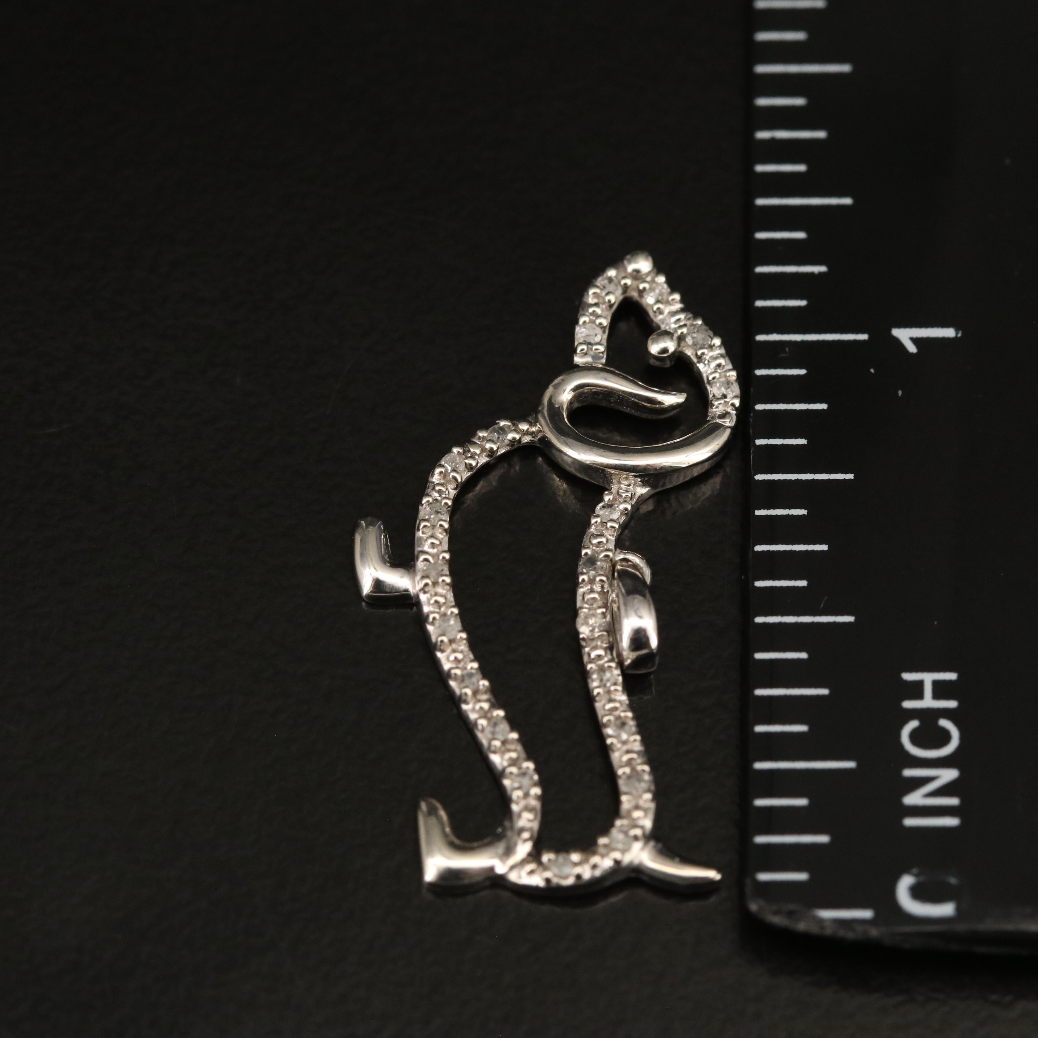 10K 0.13 CTW Diamond Dachshund Dog Pendant