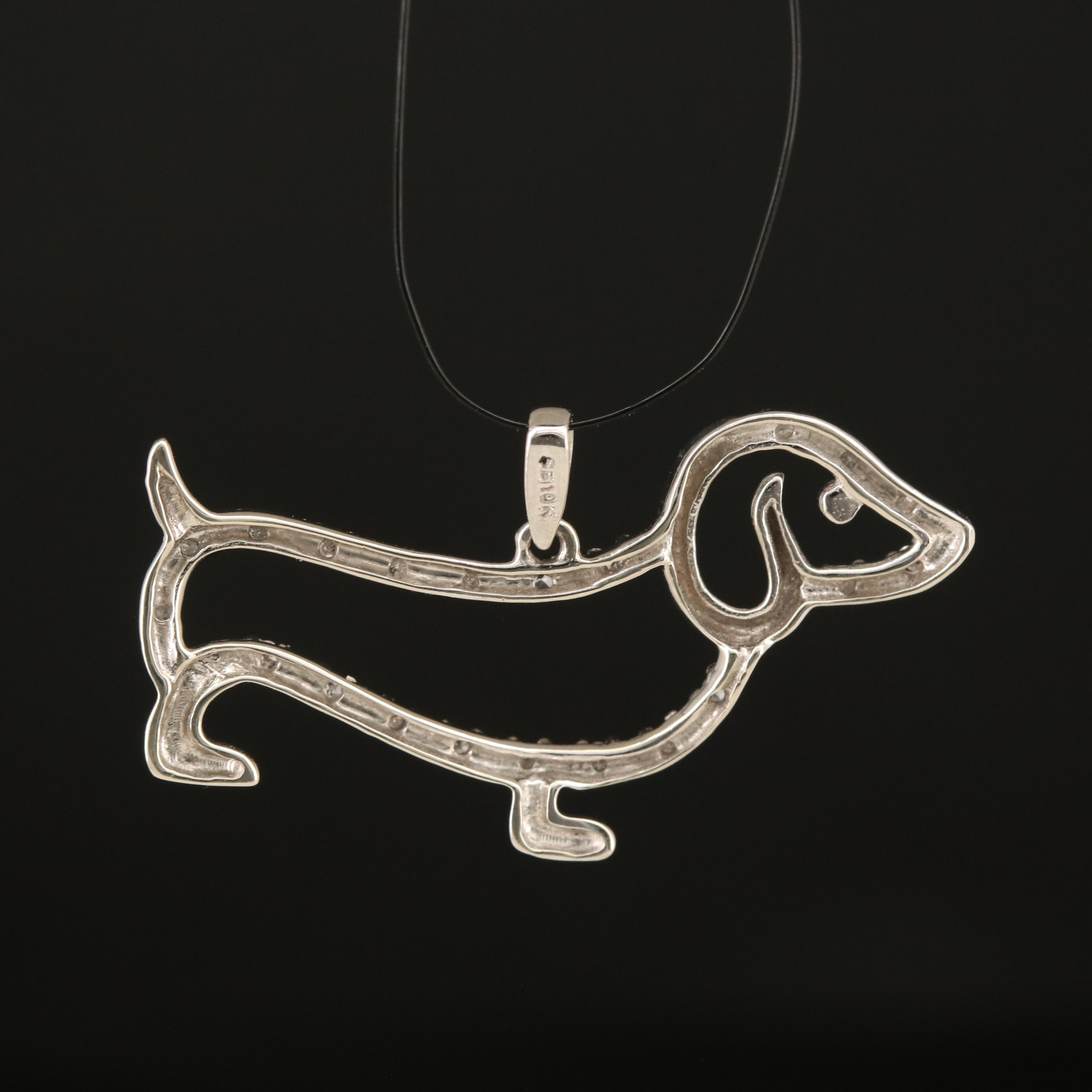 10K 0.13 CTW Diamond Dachshund Dog Pendant