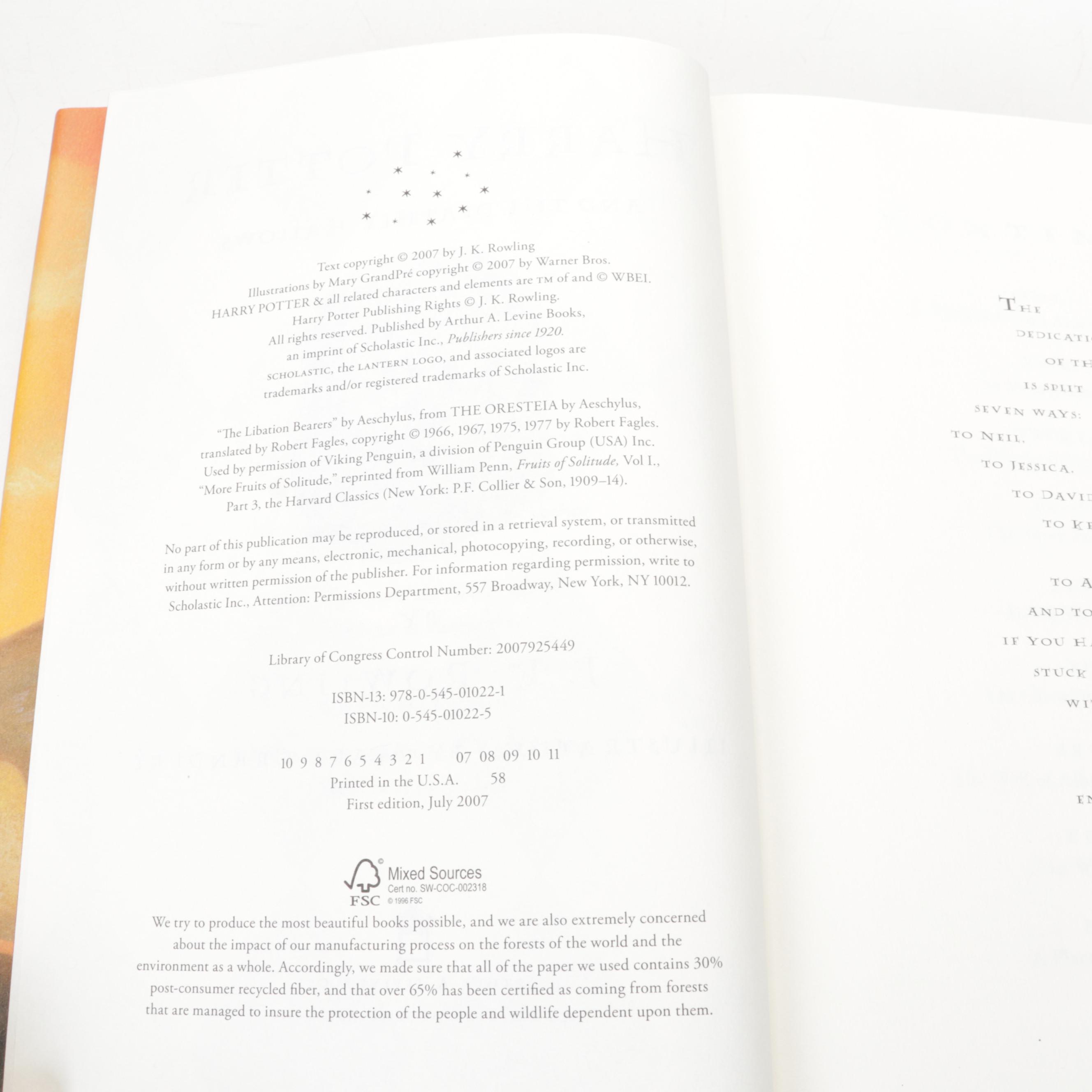 First American Edition "Harry Potter" Complete Series by J. K. Rowling