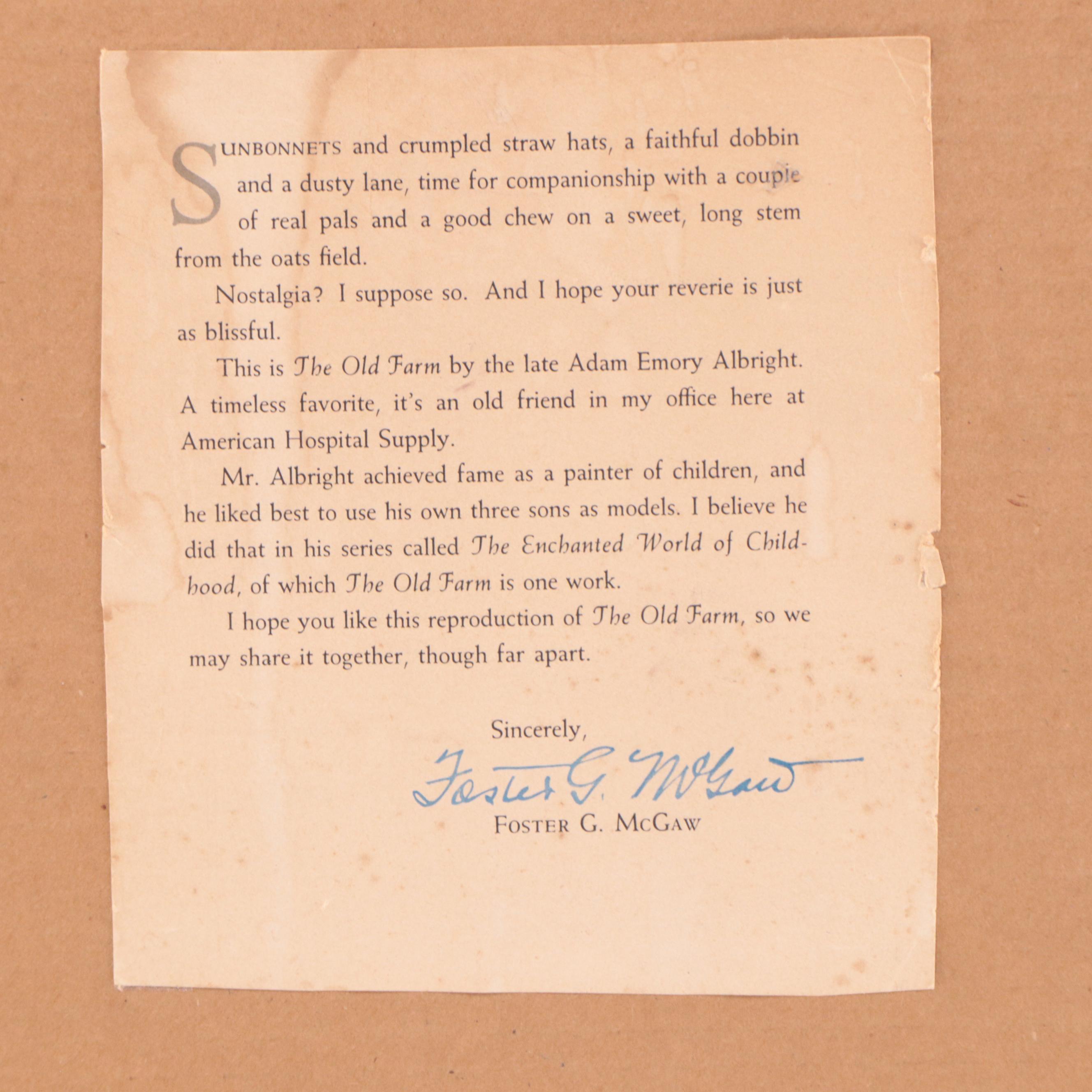 Offset Lithograph After Adam Emory Albright "The Old Farm," 1958