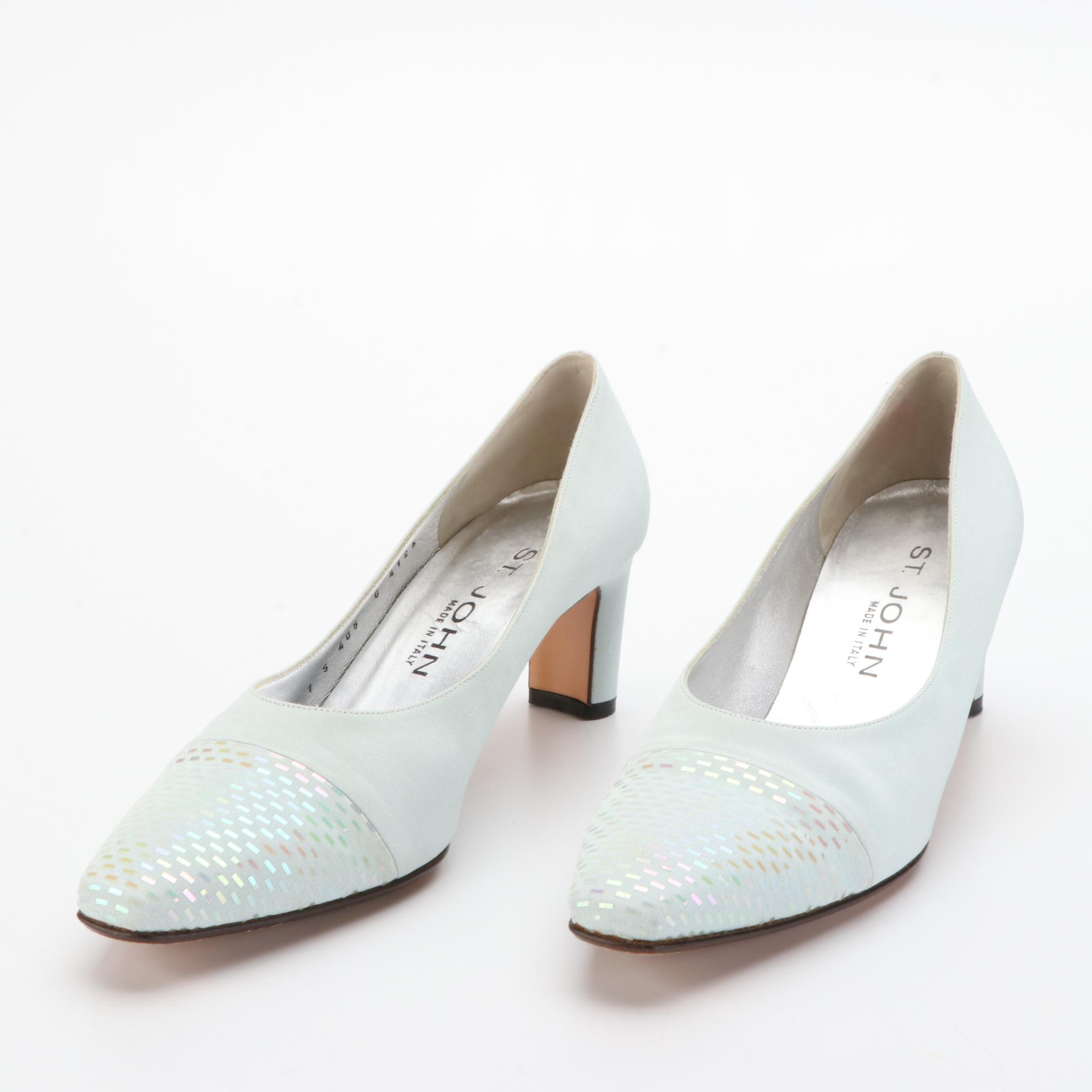 St. John Pumps and Slingbacks in Suede and Embellished Satin