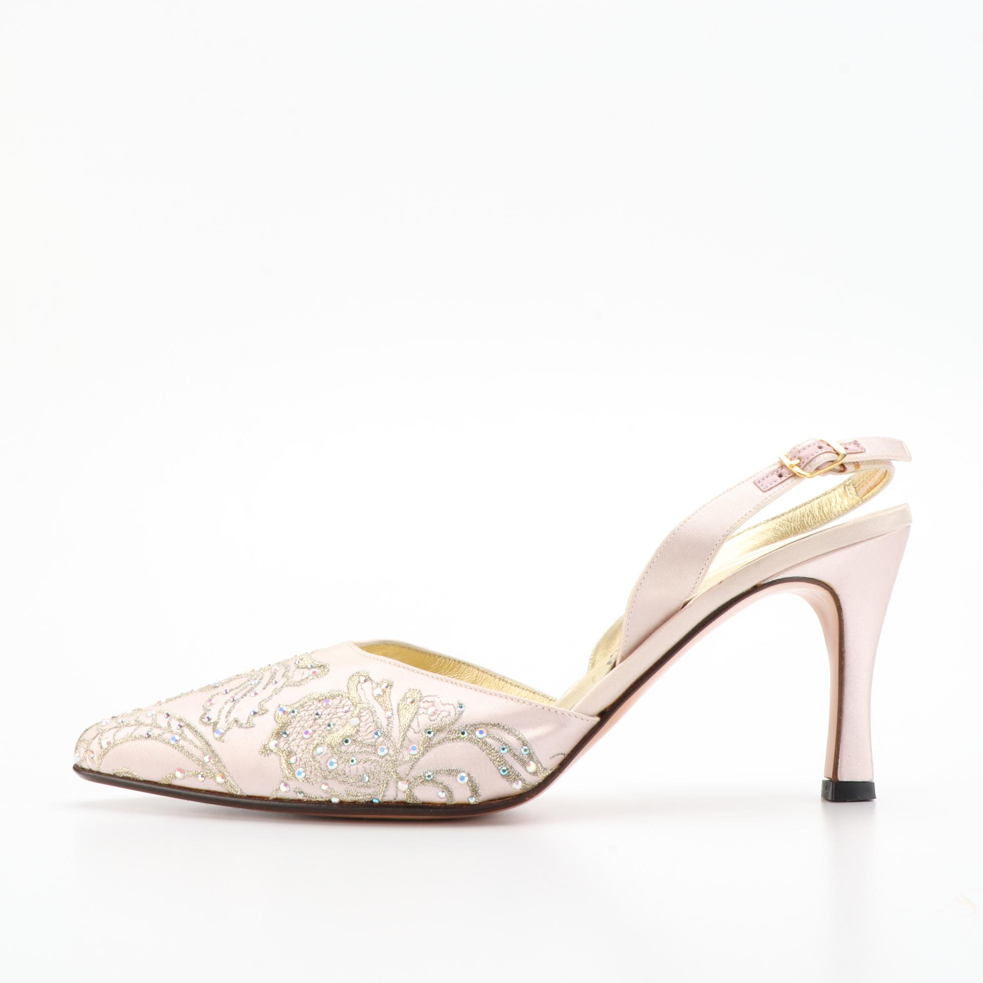 St. John Pumps and Slingbacks in Suede and Embellished Satin