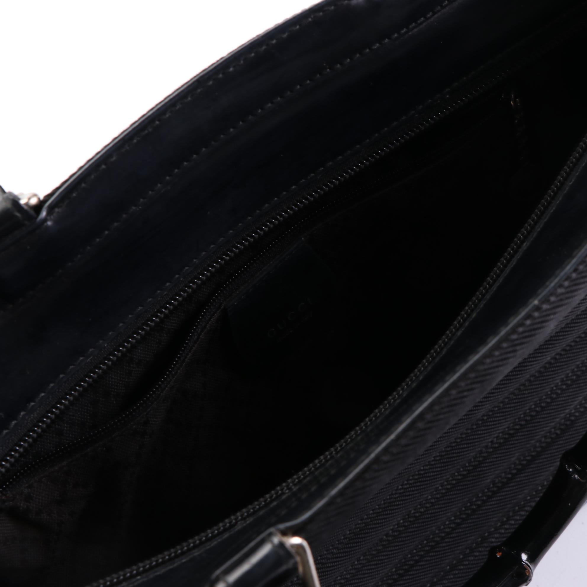 Gucci Bamboo Small Tote in Black Nylon Gabardine and Leather