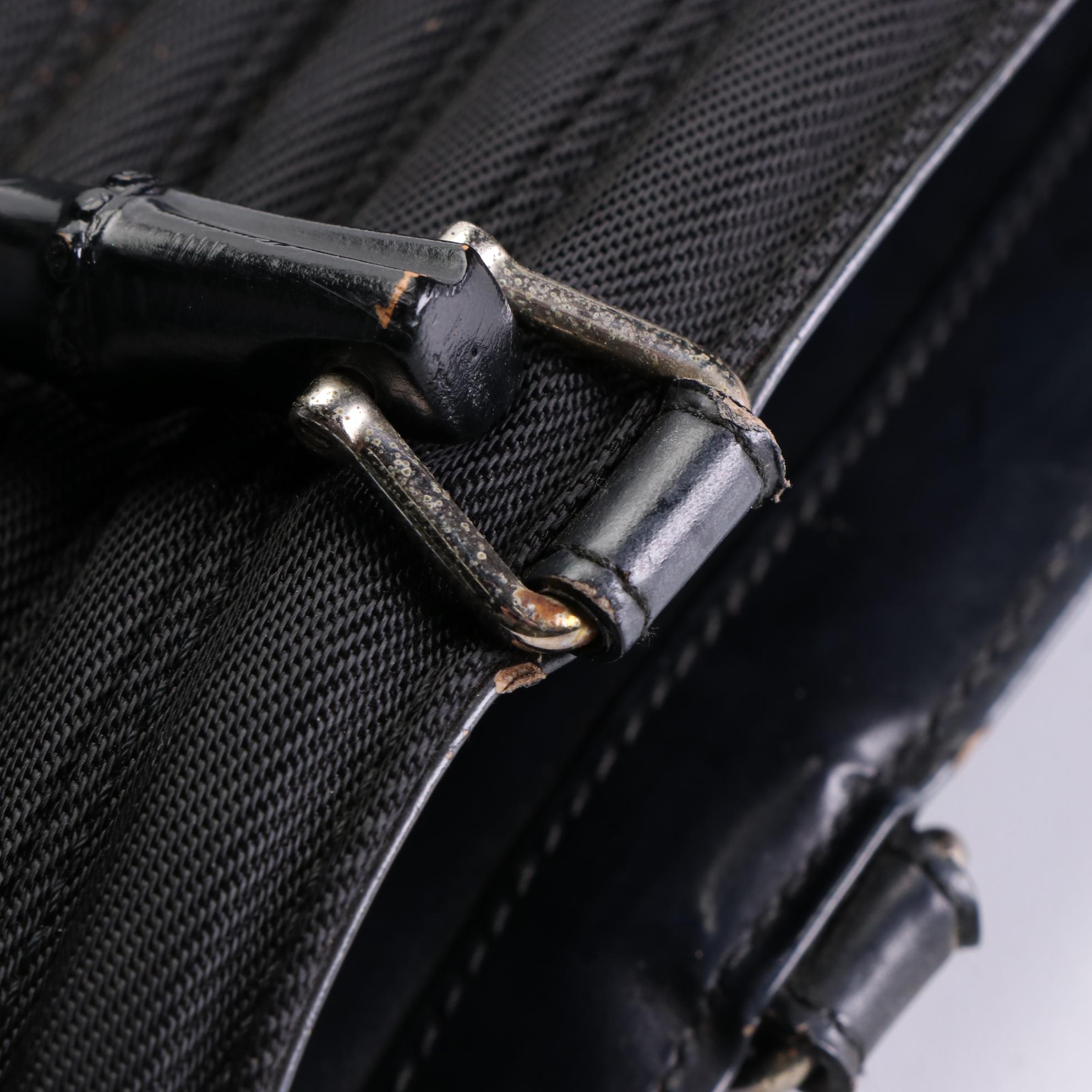 Gucci Bamboo Small Tote in Black Nylon Gabardine and Leather