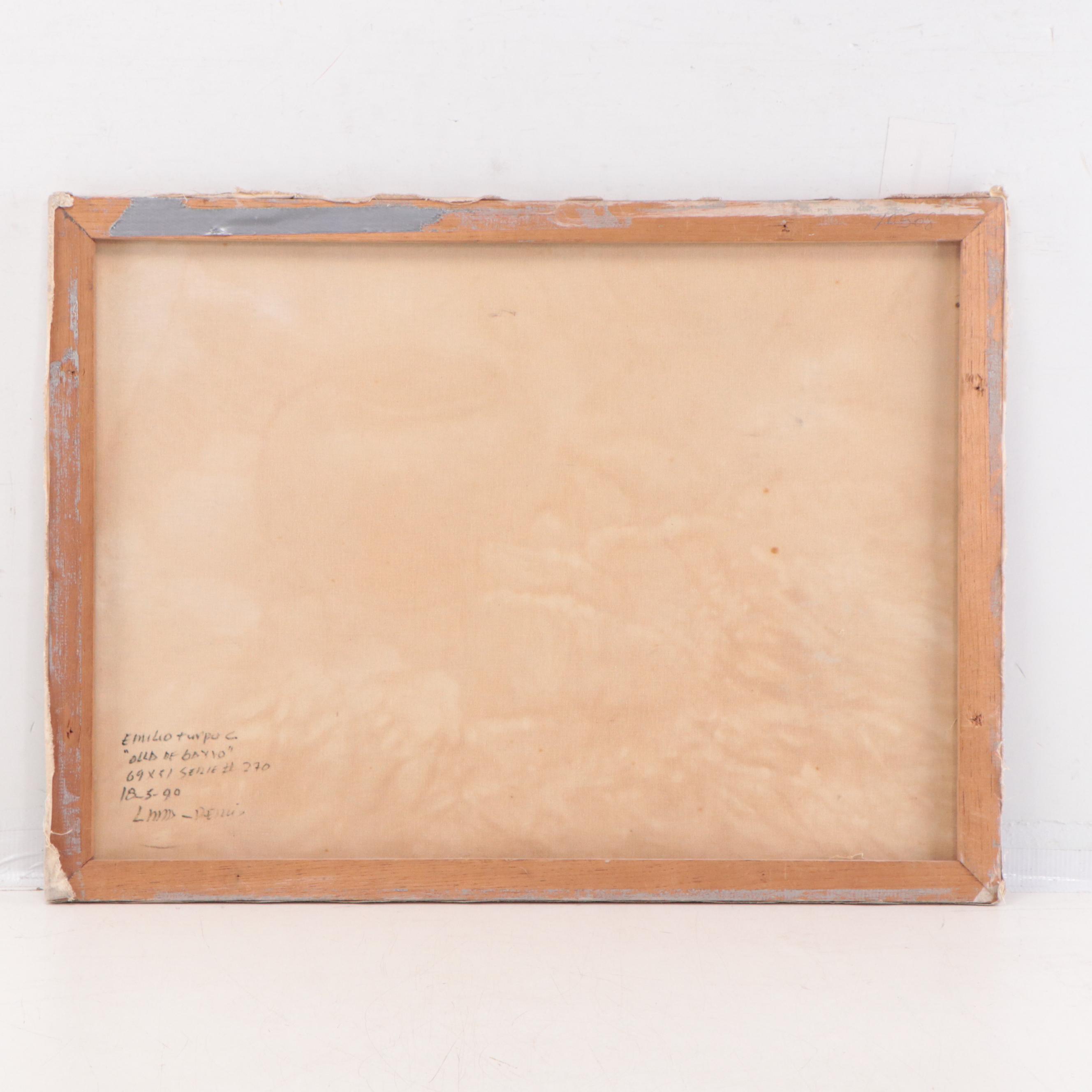 Emilio Turpoc Oil Painting of Still Life "Olla De Barro," 1990