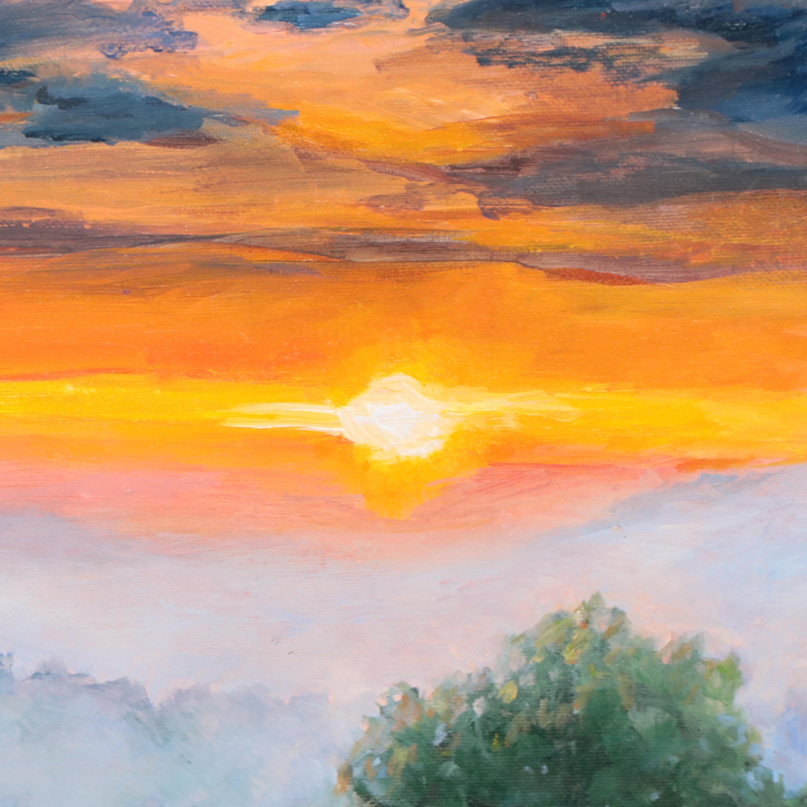 Nataliya Shlomenko Oil Painting of Landscape "Sunset In The Fog," 2022