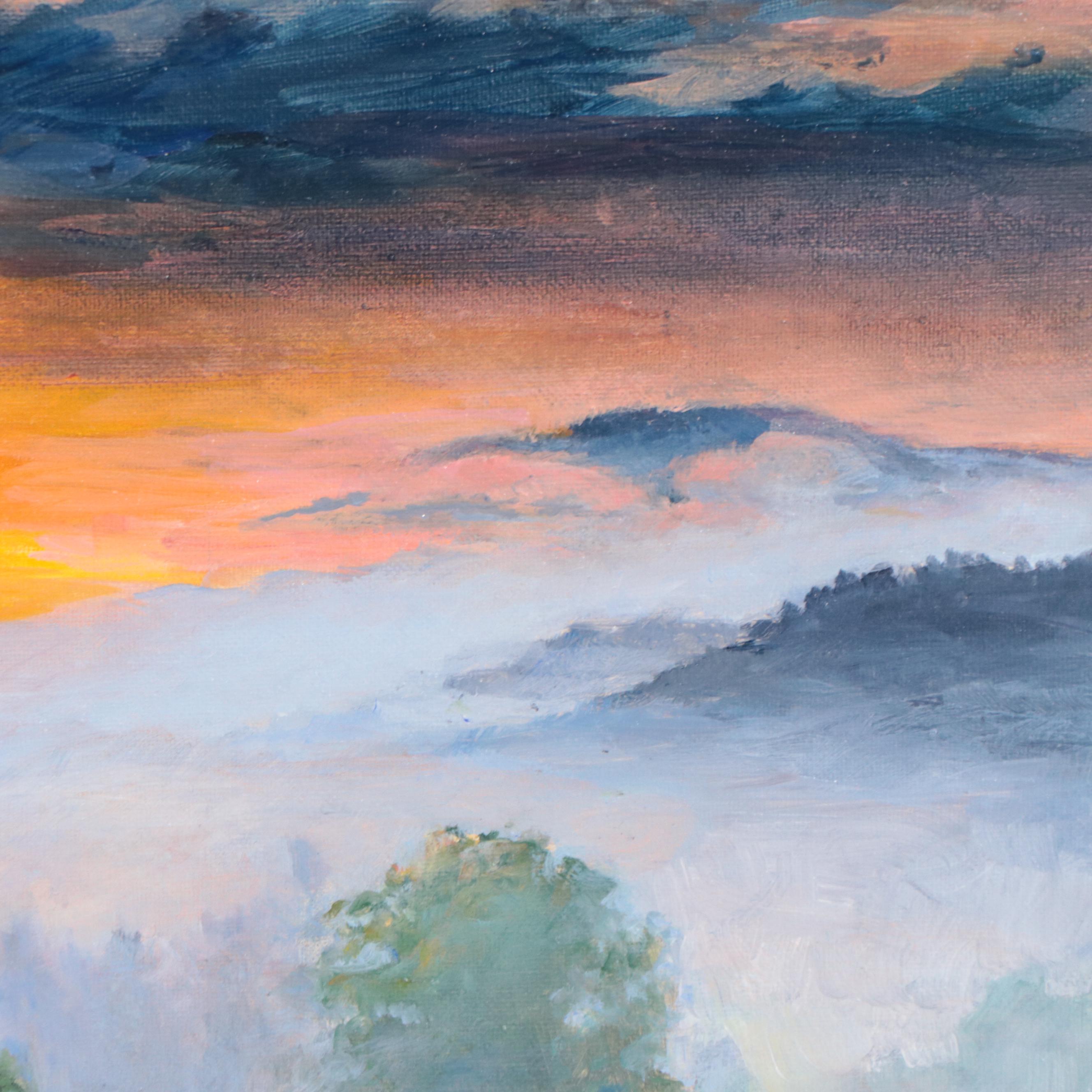 Nataliya Shlomenko Oil Painting of Landscape "Sunset In The Fog," 2022