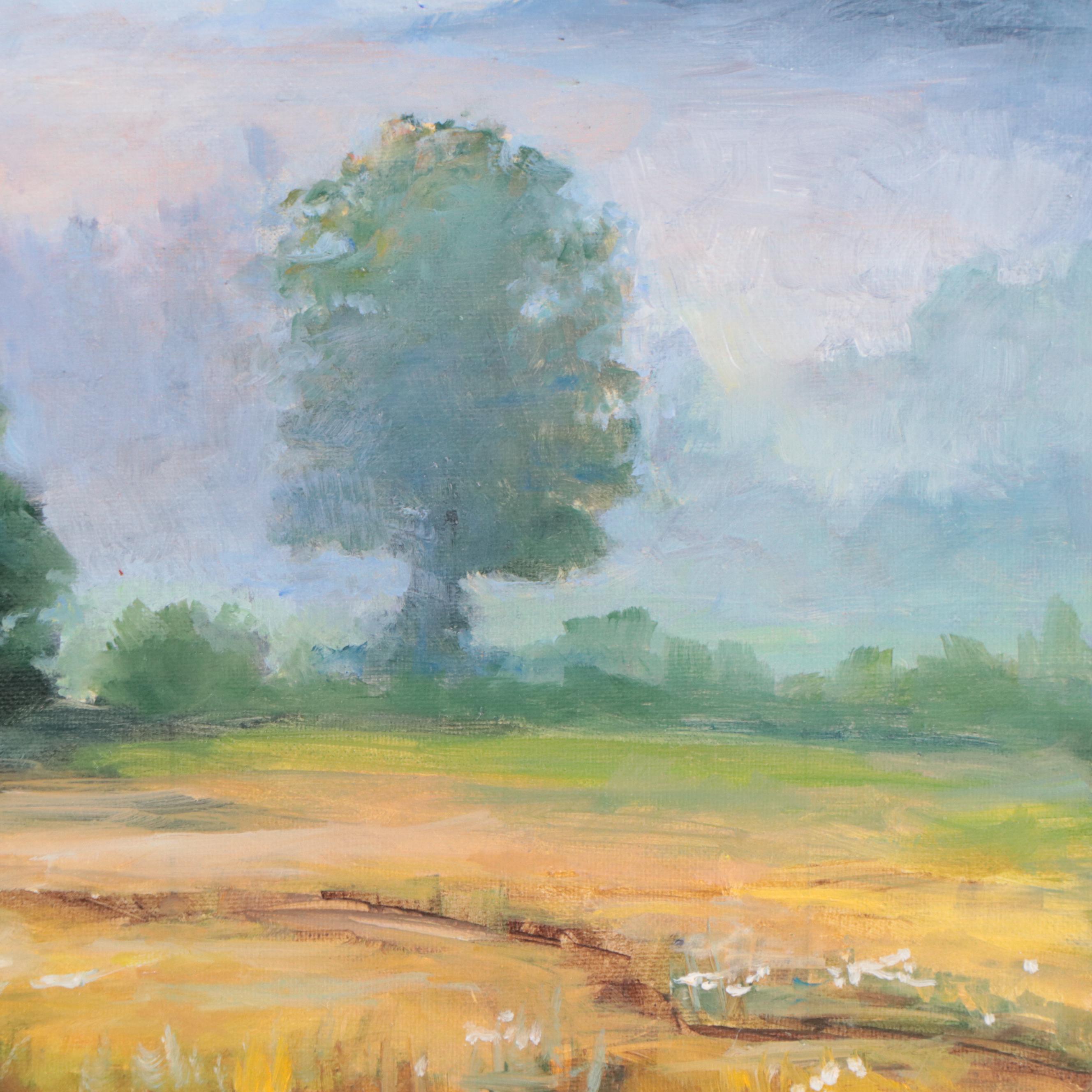 Nataliya Shlomenko Oil Painting of Landscape "Sunset In The Fog," 2022